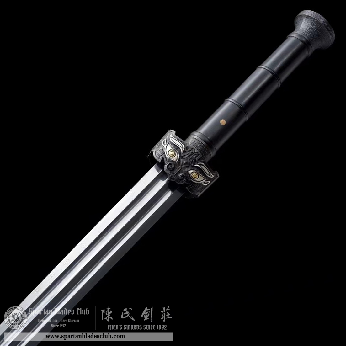 TL18 | Longhu Zhan Jian | Chinese sword (JIAN) | Damascus steel | twist and stars pattern | Wamian Structured | Black | Battle-Ready | Full-tang | Spartan Blades Club | CHEN'S SWORDS 1892 - Spartan Blades Club - 陳氏劍莊1892
