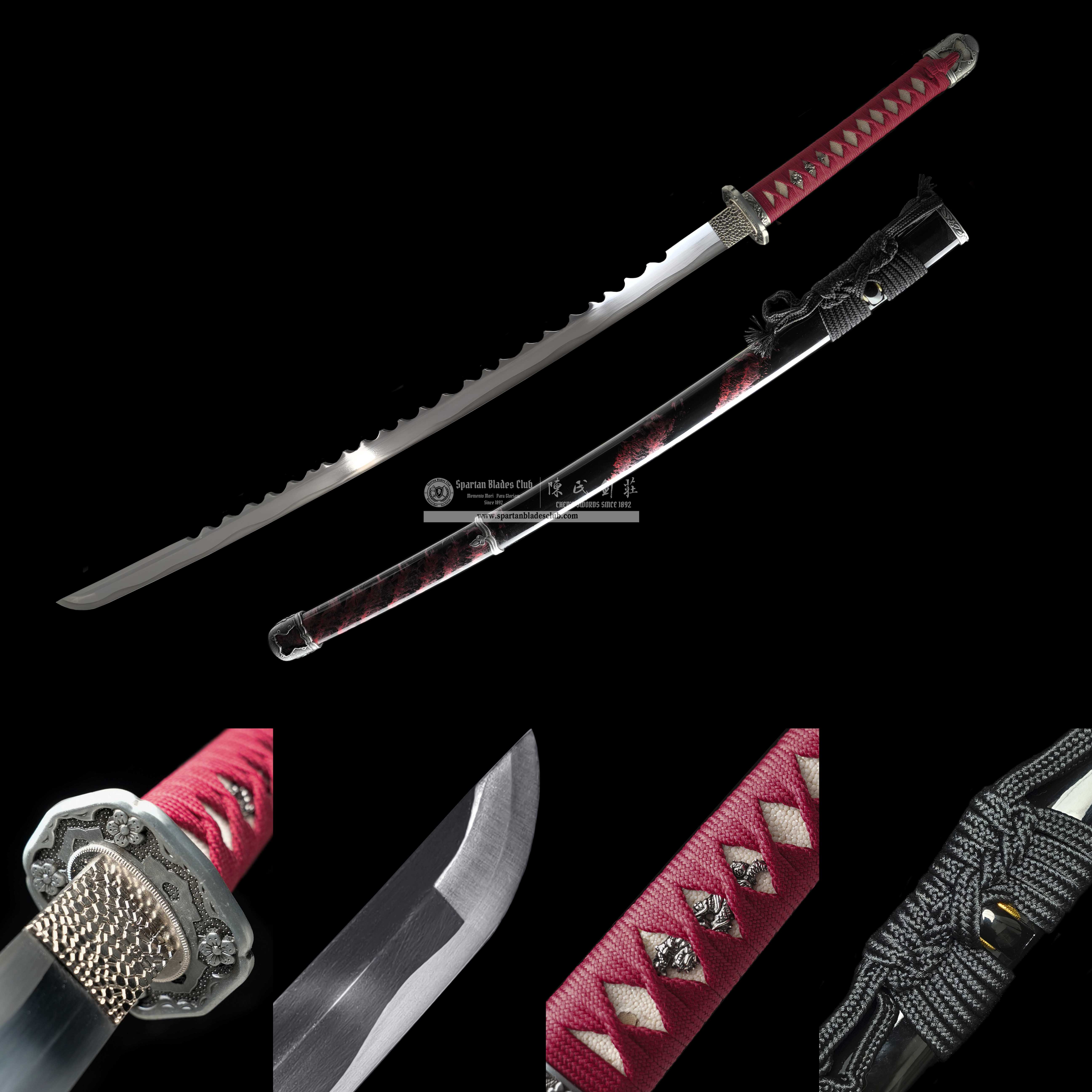 HY105|Blood Shadow|Assassin's Creed: Shadows|Katana|spring steel|Black&Red|Battle-Ready|Full-tang|Spartan Blades Club| CHEN'S SWORDS 1892 - Spartan Blades Club - 陳氏劍莊1892