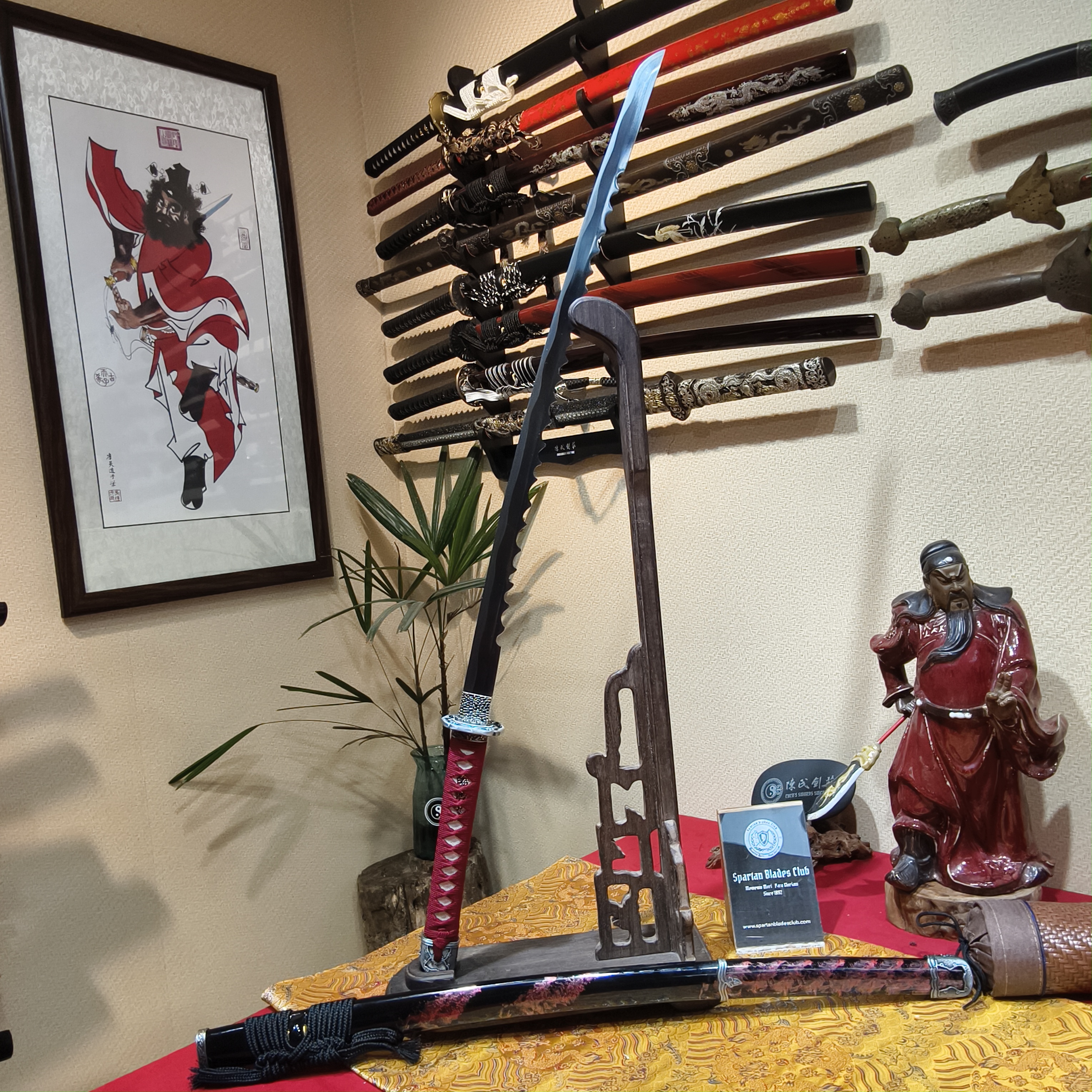 HY105|Blood Shadow|Assassin's Creed: Shadows|Katana|spring steel|Black&Red|Battle-Ready|Full-tang|Spartan Blades Club| CHEN'S SWORDS 1892 - Spartan Blades Club - 陳氏劍莊1892