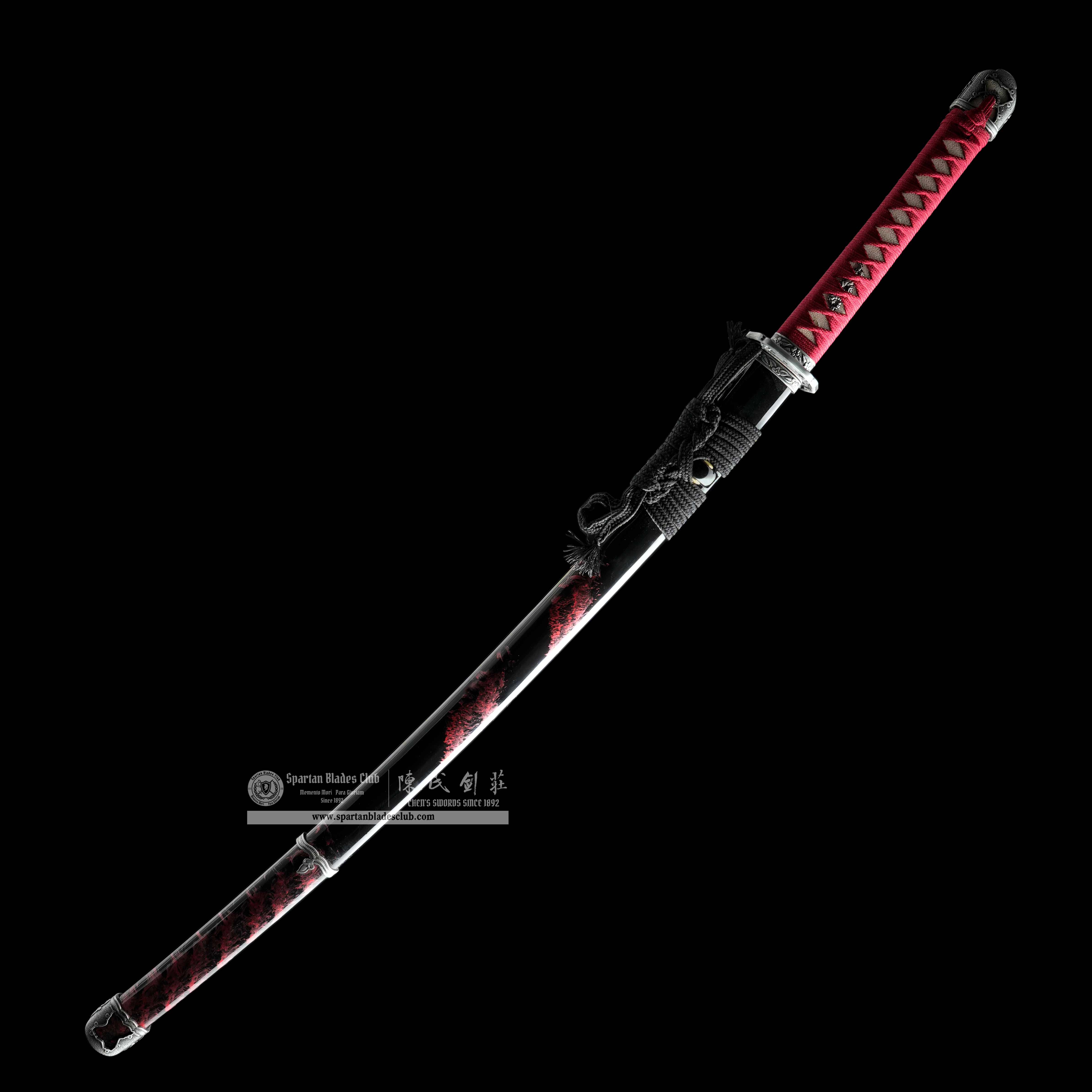 HY105|Blood Shadow|Assassin's Creed: Shadows|Katana|spring steel|Black&Red|Battle-Ready|Full-tang|Spartan Blades Club| CHEN'S SWORDS 1892 - Spartan Blades Club - 陳氏劍莊1892