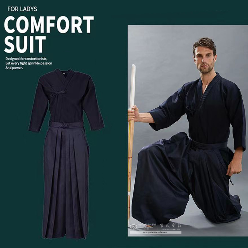 Kendo Uniform | Hakama Gi - Iaido Suite -  Blue | White | Black | Spartan Blades Club | CHEN'S SWORDS 1892 - Spartan Blades Club - 陳氏劍莊1892