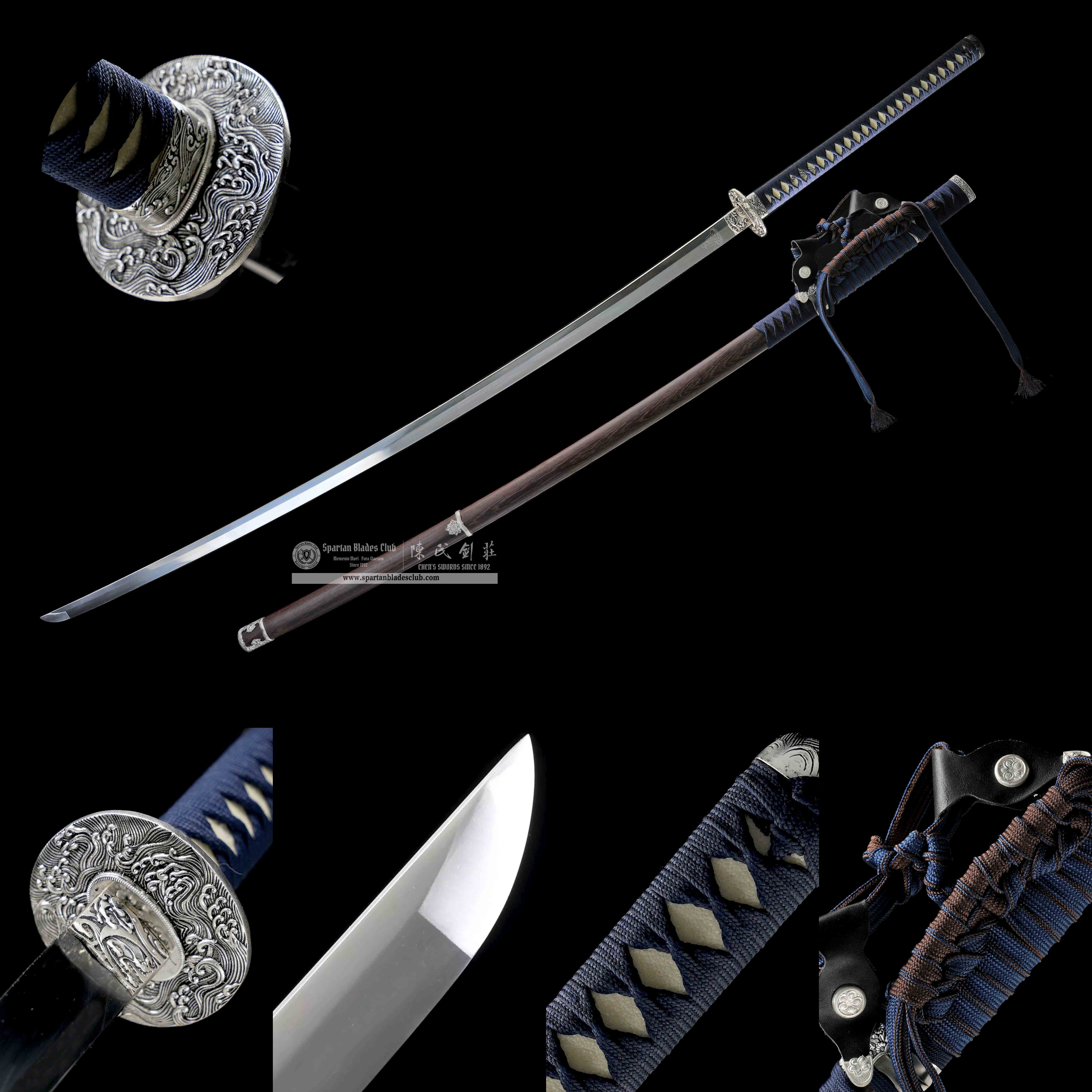 HY107 | Ginami Odachi | 65Mn(Spring steel) | Brown&Blue | Waves/Sea | Battle-Ready | Full-tang | Spartan Blades Club | CHEN'S SWORDS 1892 - Spartan Blades Club - 陳氏劍莊1892