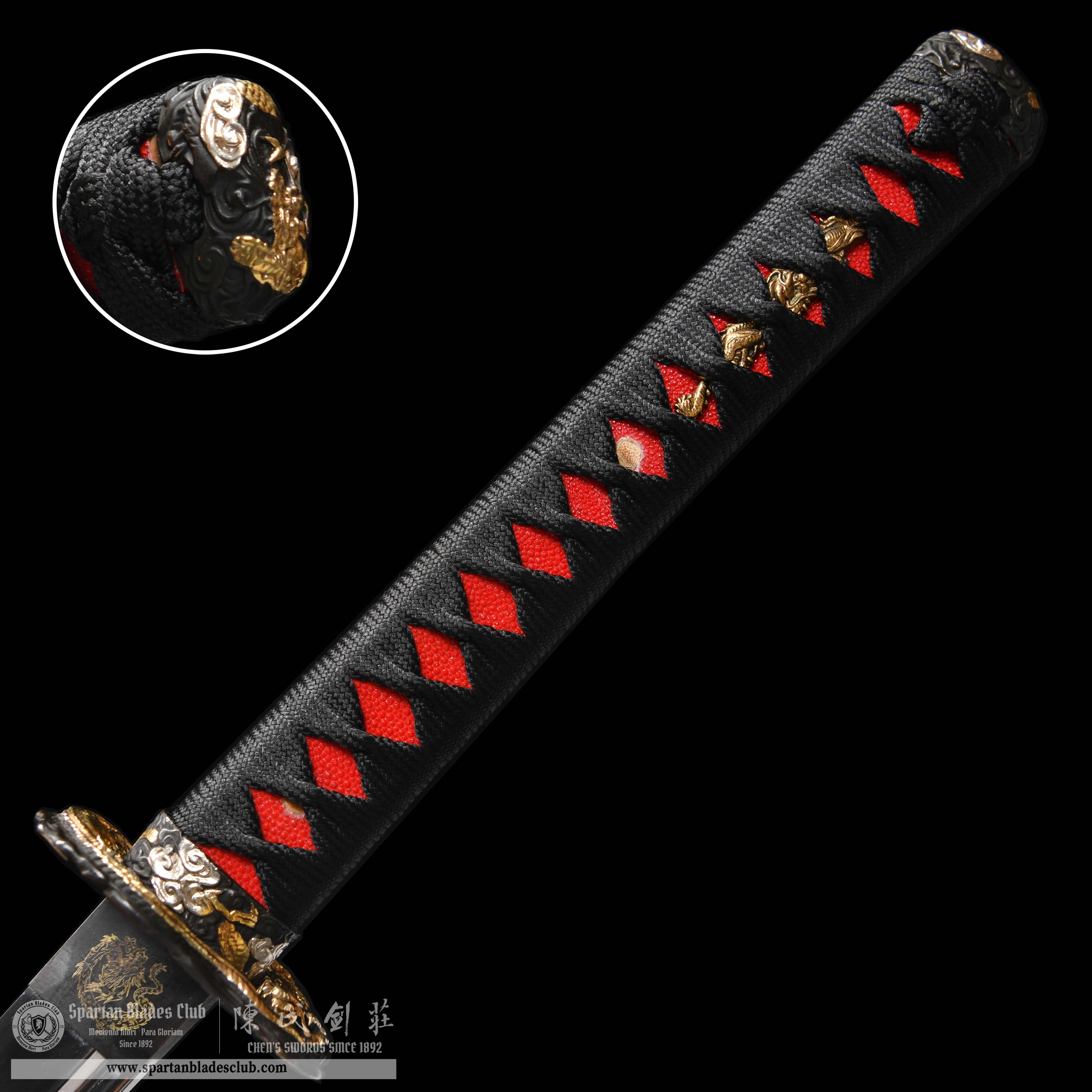 HY104 | Shiryu Katana | Katana | Spring Steel | Mirror Reflection | Purple&Black | Loong(Chinese Dragon) | Battle-Ready | Full-tang | Spartan Blades Club | CHEN'S SWORDS 1892 - Spartan Blades Club - 陳氏劍莊1892