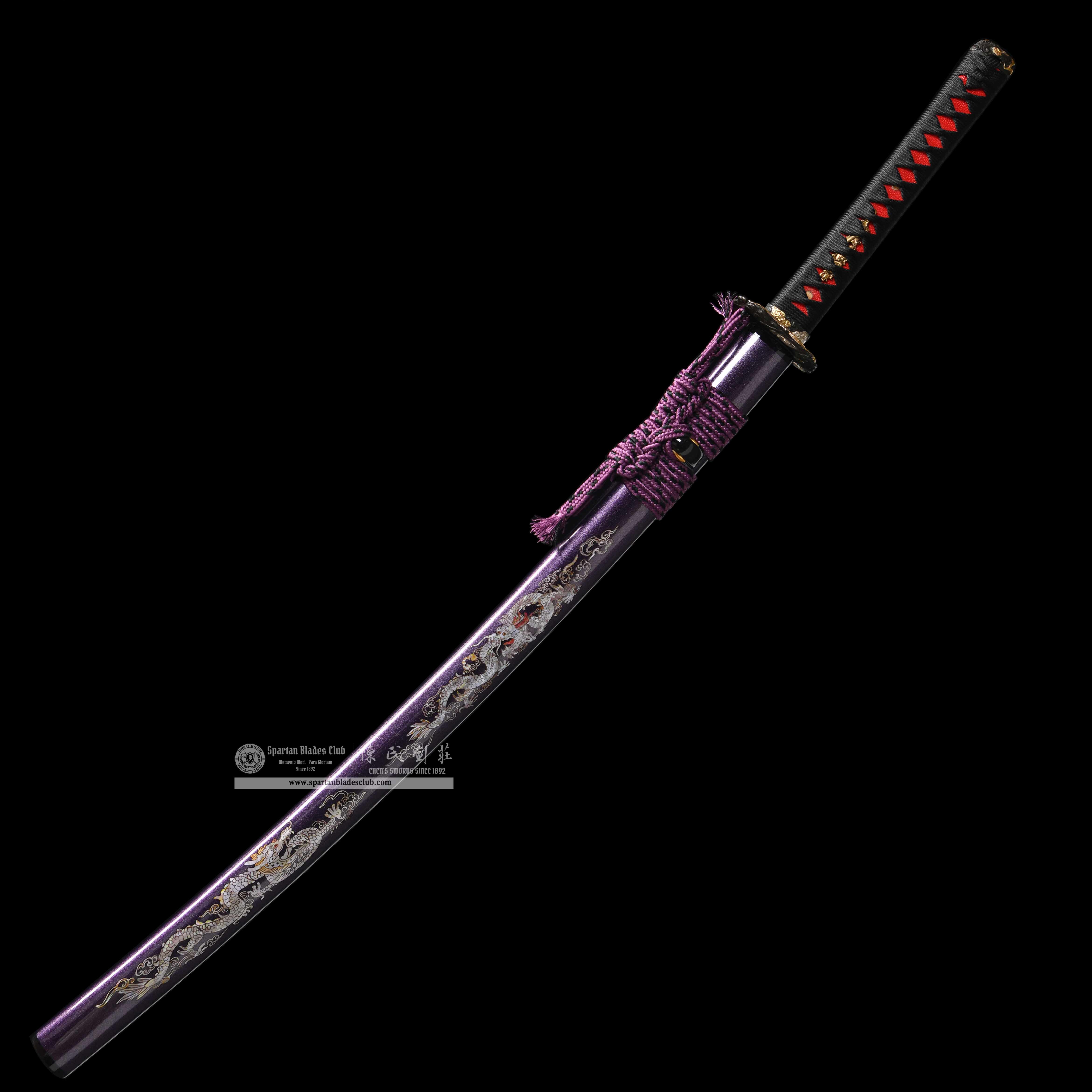 HY104 | Shiryu Katana | Katana | Spring Steel | Mirror Reflection | Purple&Black | Loong(Chinese Dragon) | Battle-Ready | Full-tang | Spartan Blades Club | CHEN'S SWORDS 1892 - Spartan Blades Club - 陳氏劍莊1892