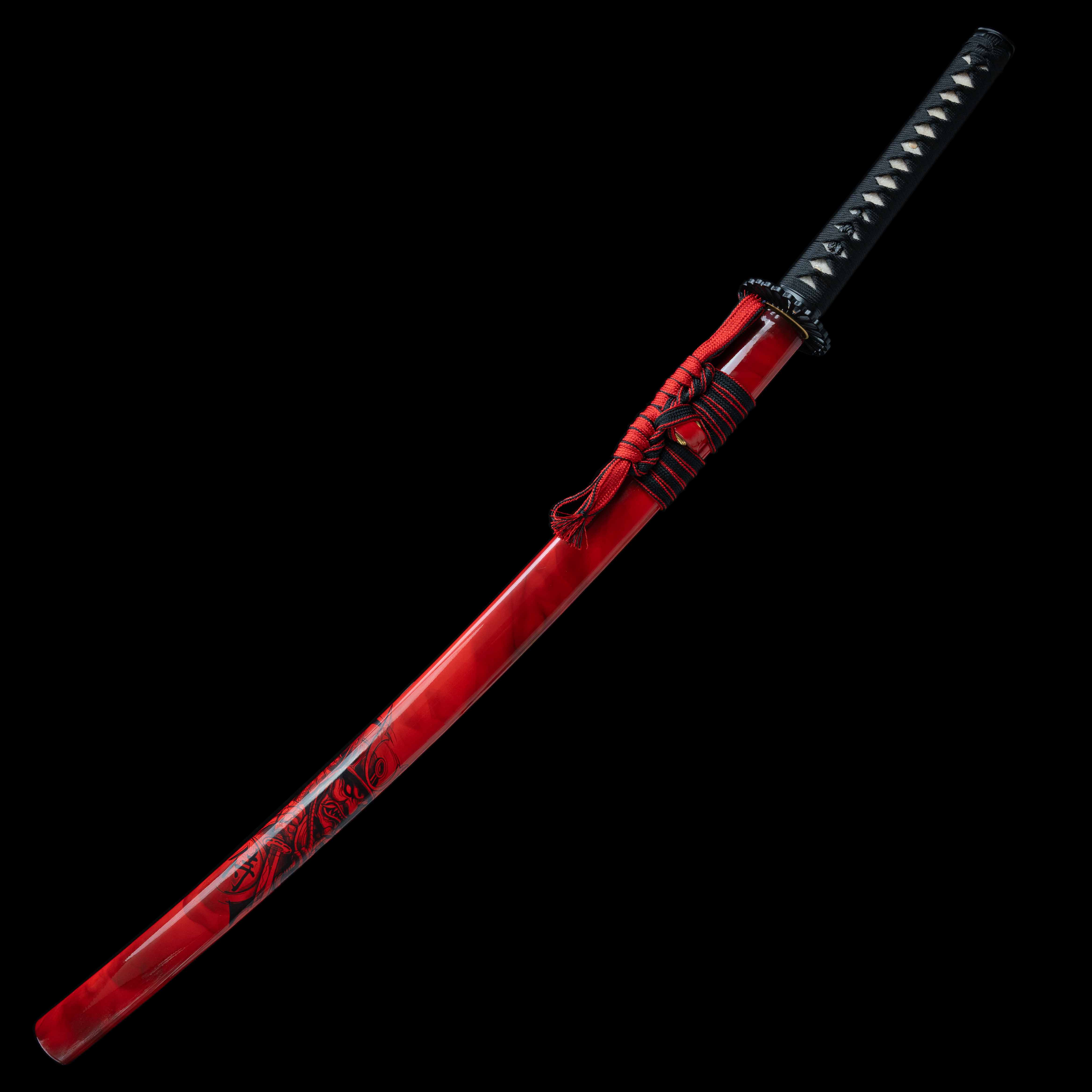 HY103|Scarlet Samurai|Katana|T10 Steel|Clay-tempered|Real Hamon|Red|Samurai|Full-tang|Spartan Blades Club|CHEN'S SWORDS 1892 - Spartan Blades Club - 陳氏劍莊1892