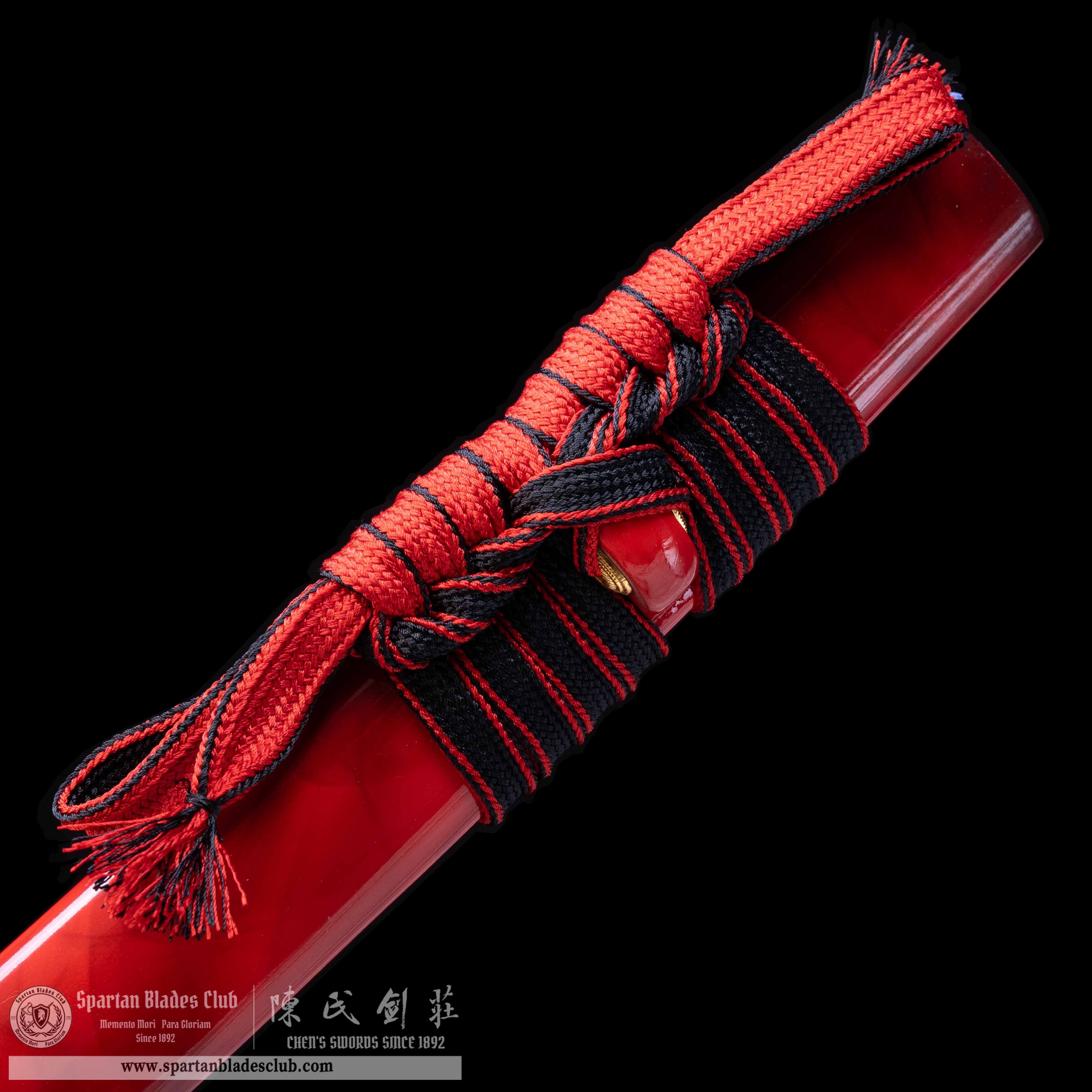 HY103|Scarlet Samurai|Katana|T10 Steel|Clay-tempered|Real Hamon|Red|Samurai|Full-tang|Spartan Blades Club|CHEN'S SWORDS 1892 - Spartan Blades Club - 陳氏劍莊1892