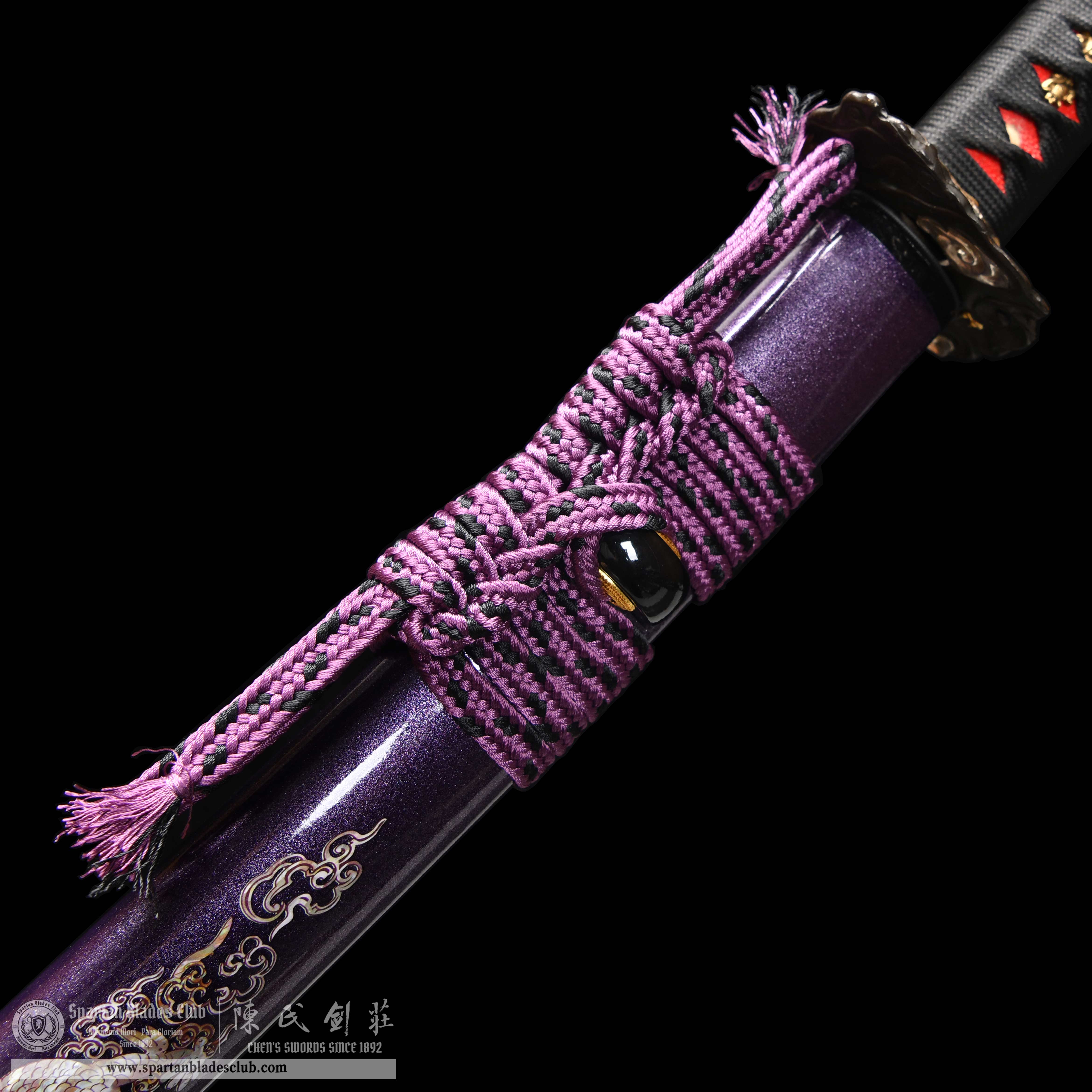 HY104 | Shiryu Katana | Katana | Spring Steel | Mirror Reflection | Purple&Black | Loong(Chinese Dragon) | Battle-Ready | Full-tang | Spartan Blades Club | CHEN'S SWORDS 1892 - Spartan Blades Club - 陳氏劍莊1892