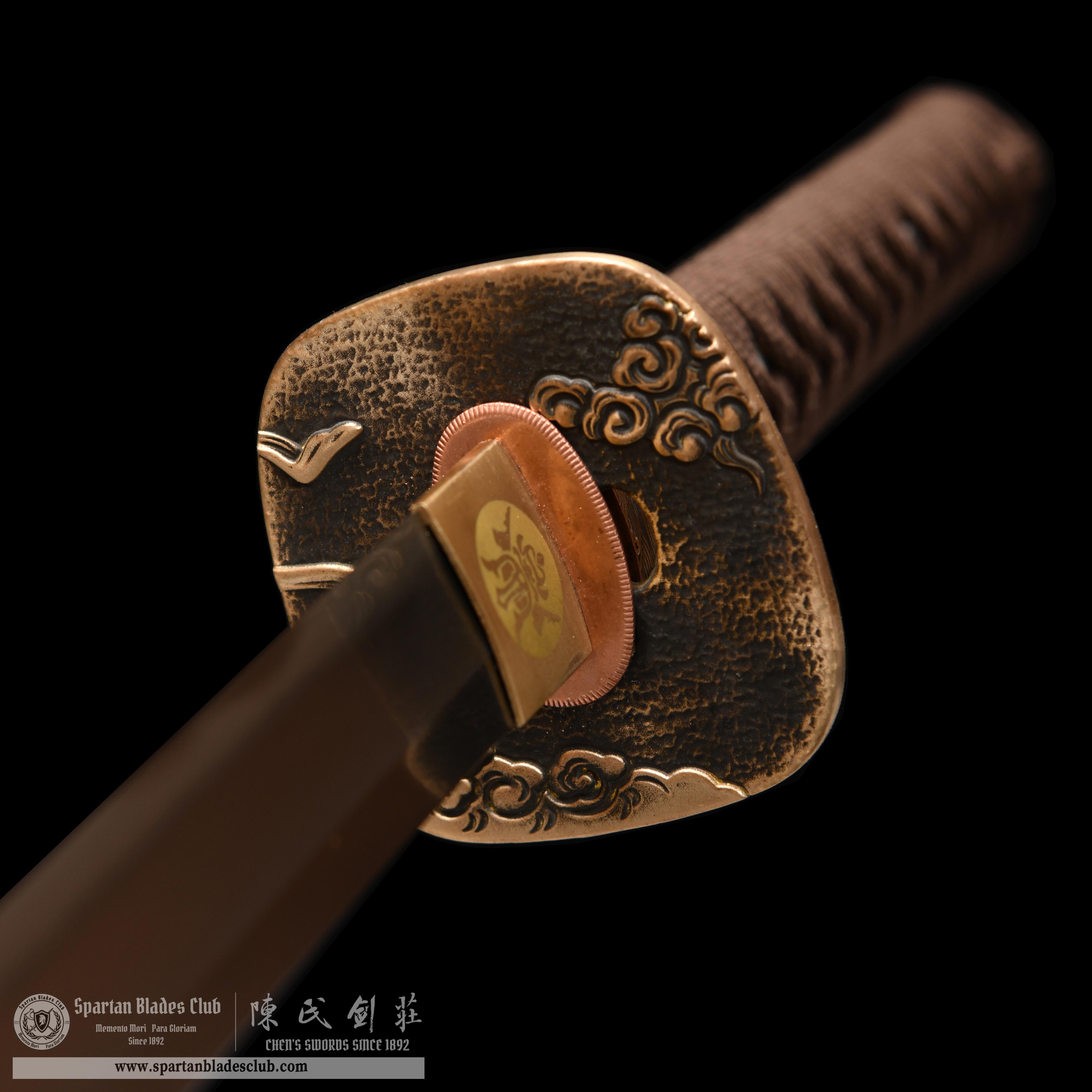 HY110 | Longguiwen Katana | T10 Steel | Clay-tempered | Brown&Natural wood color | Loong(Chinese Dragon) | Battle-Ready | Full-tang | Spartan Blades Club | CHEN'S SWORDS 1892 - Spartan Blades Club - 陳氏劍莊1892