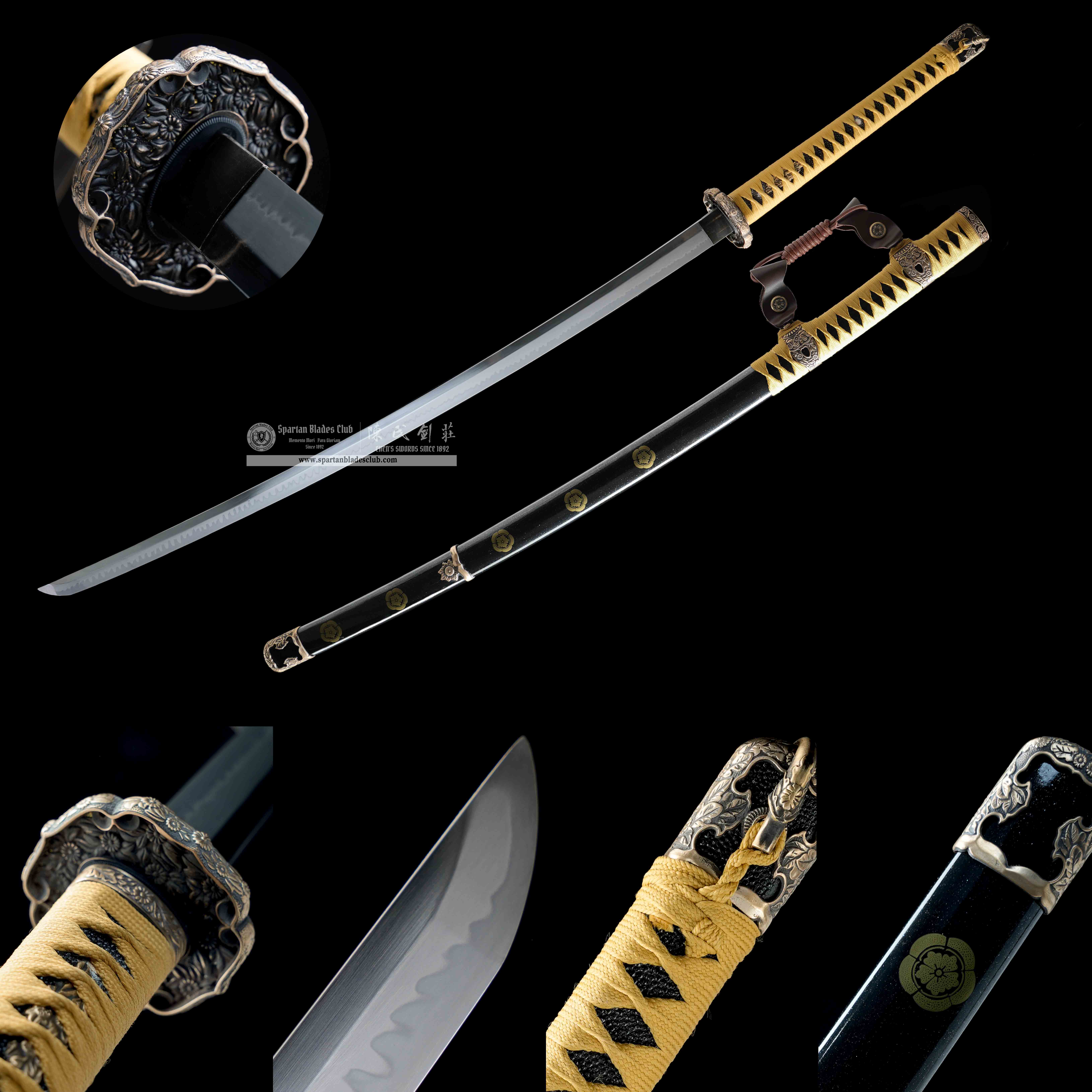 HY111 | Frank Dux's Kumite Sword | Bloodsport | Tachi | T10 Steel | Clay-tempered | Real Hamon | Hadori Polishing | Yellow&Black | Battle-Ready | Full-tang | Spartan Blades Club | CHEN'S SWORDS 1892 - Spartan Blades Club - 陳氏劍莊1892