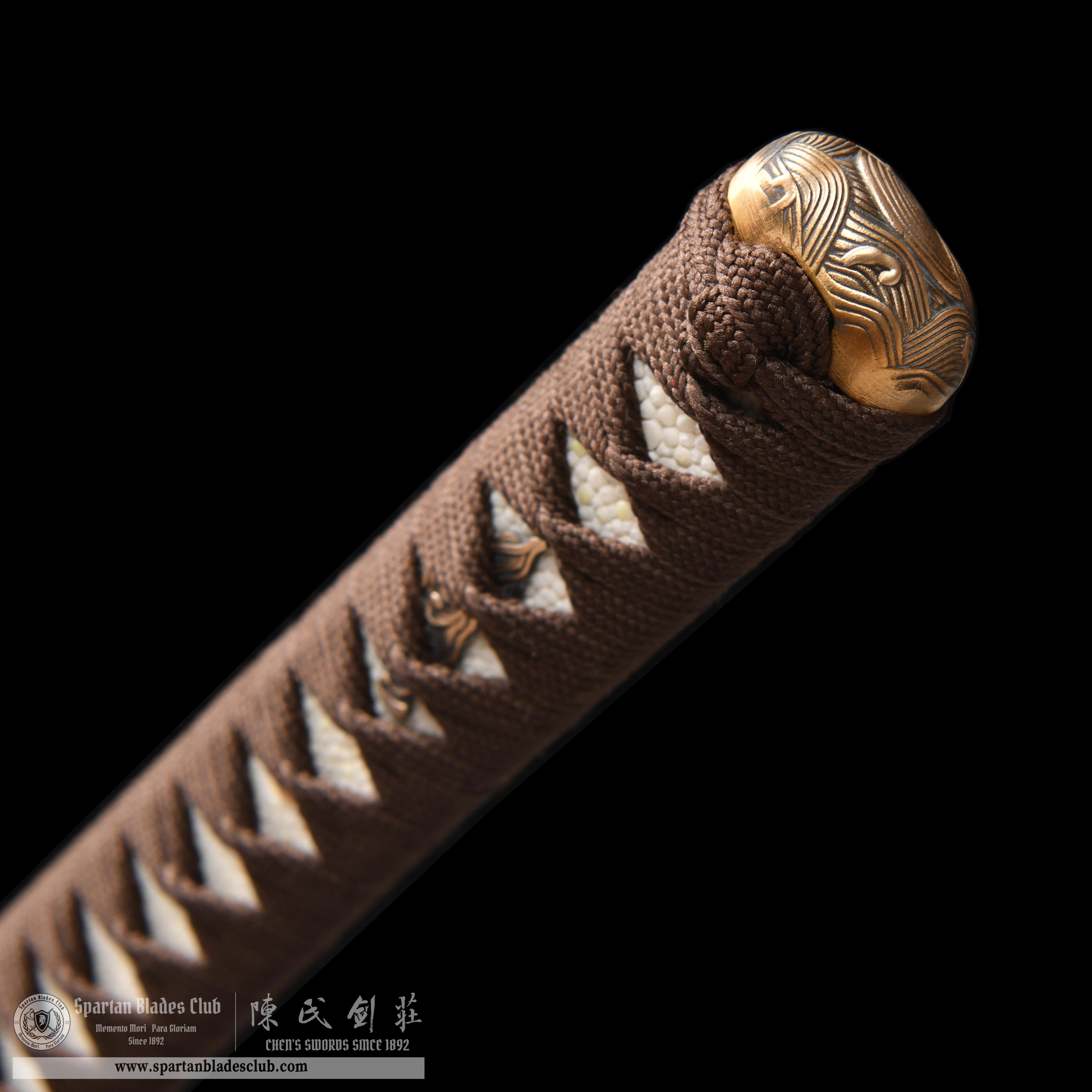 HY110 | Longguiwen Katana | T10 Steel | Clay-tempered | Brown&Natural wood color | Loong(Chinese Dragon) | Battle-Ready | Full-tang | Spartan Blades Club | CHEN'S SWORDS 1892 - Spartan Blades Club - 陳氏劍莊1892