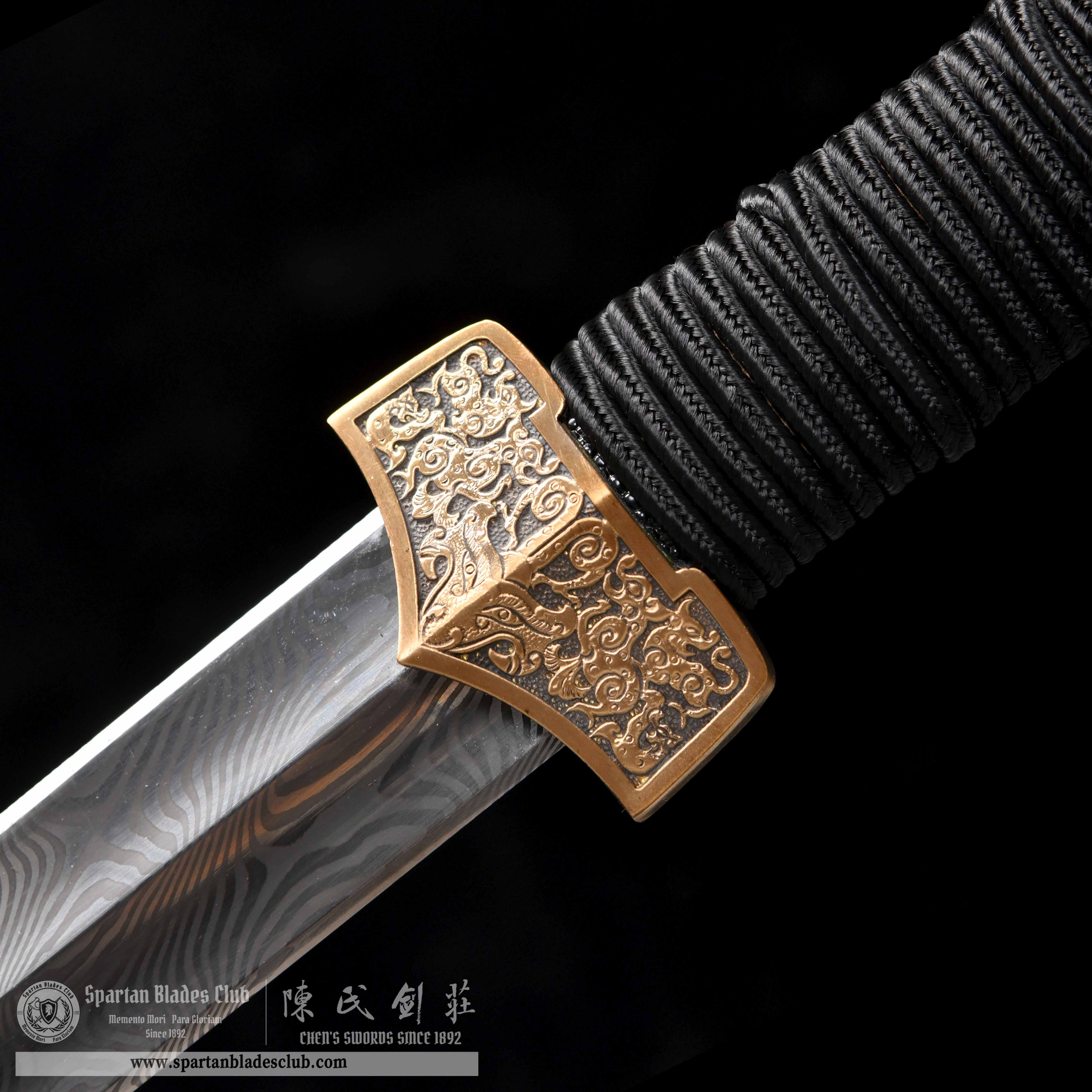 HY112 | Longwen Hanjian | Jian | Damascus Steel | Twist and Stars Pattern | Wamian Structure | Hadori Polishing | Natural Wood Color| Battle-Ready | Full-tang | Spartan Blades Club | CHEN'S SWORDS 1892 - Spartan Blades Club - 陳氏劍莊1892