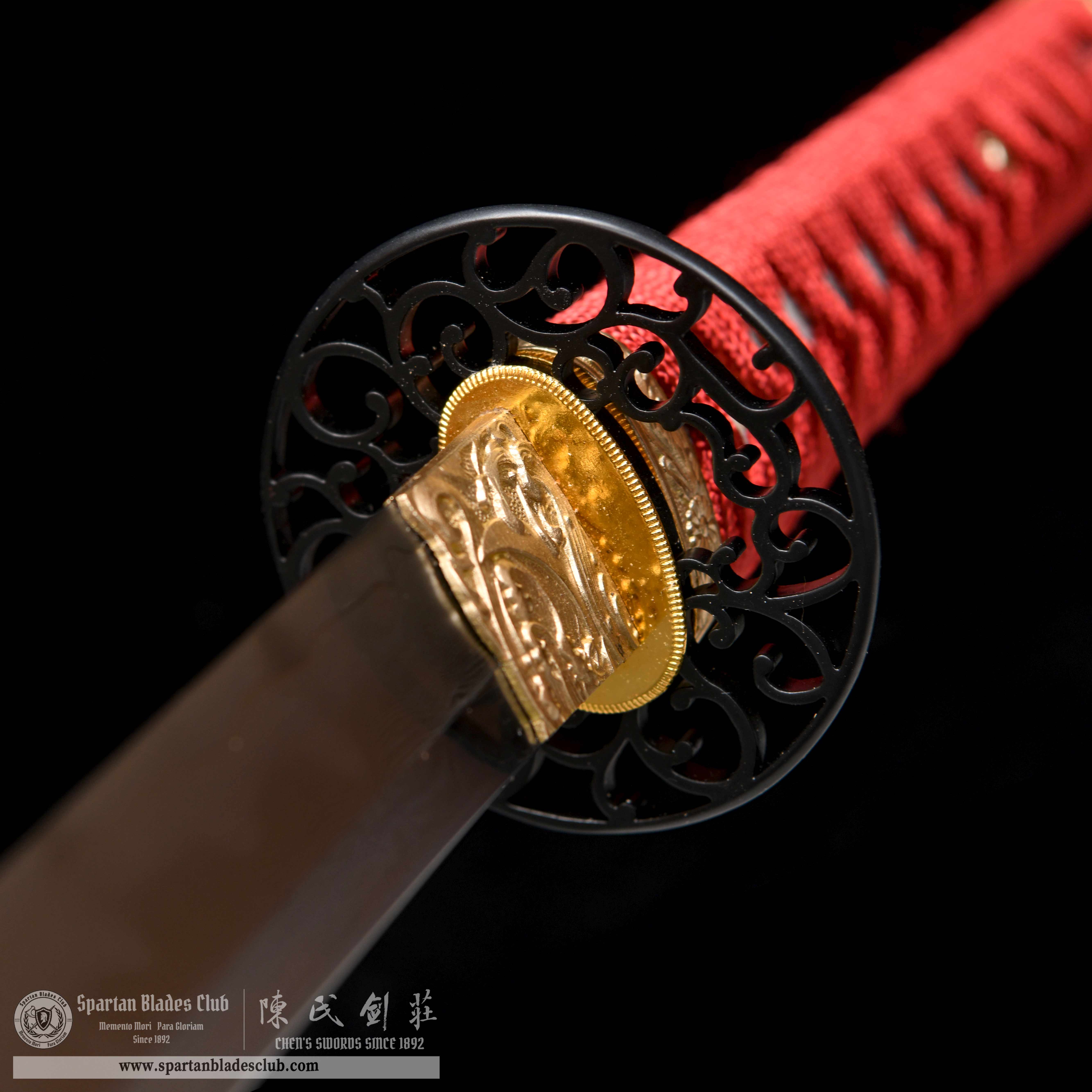 HY114 | Hanabana Tachi | T10 Steel-wrapped Damascus Steel | Honsanmai-structured Blade | Real Hamon | Hadori Polishing | Red | Battle-Ready | Full-tang | Spartan Blades Club | CHEN'S SWORDS 1892 - Spartan Blades Club - 陳氏劍莊1892