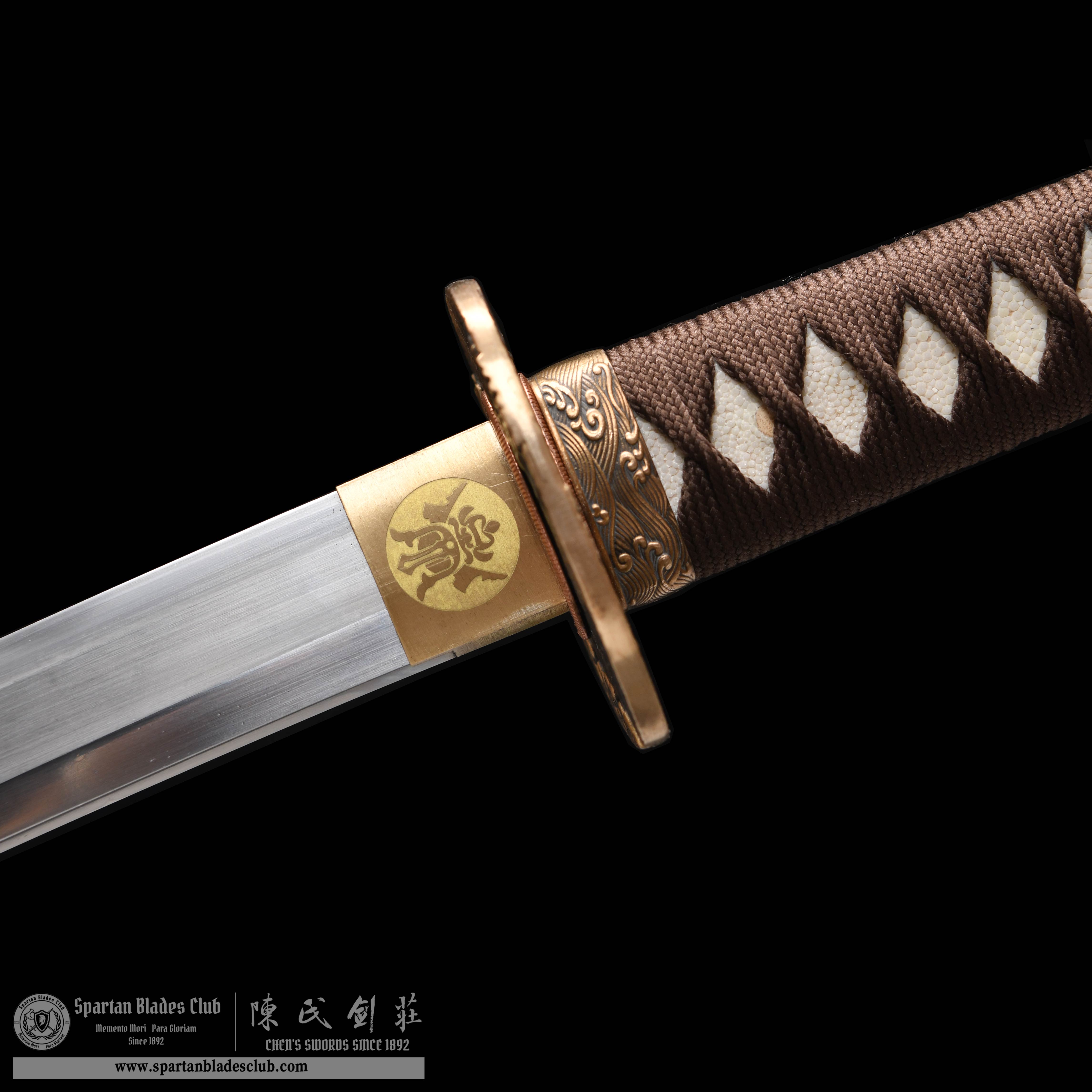HY110 | Longguiwen Katana | T10 Steel | Clay-tempered | Brown&Natural wood color | Loong(Chinese Dragon) | Battle-Ready | Full-tang | Spartan Blades Club | CHEN'S SWORDS 1892 - Spartan Blades Club - 陳氏劍莊1892