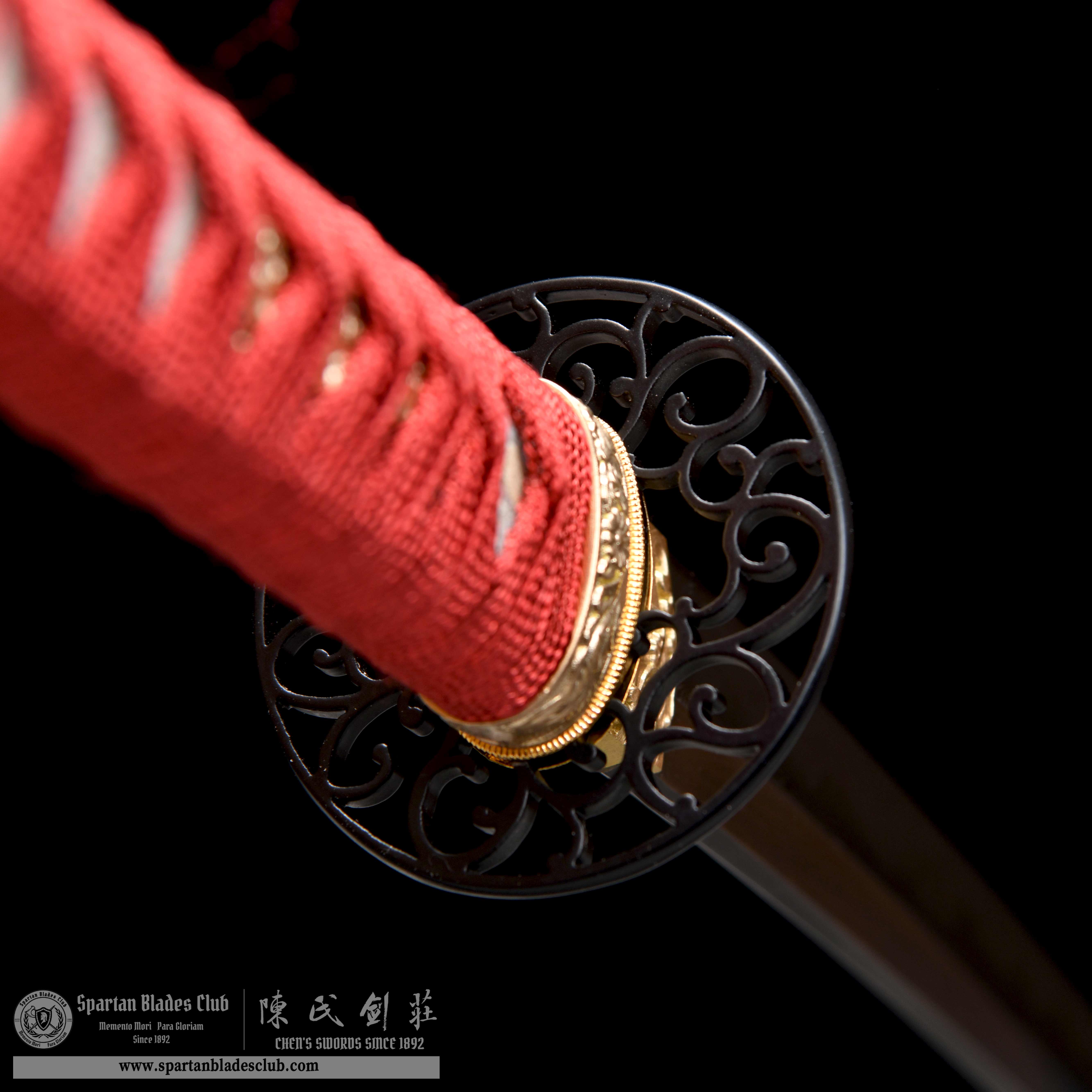 HY114 | Hanabana Tachi | T10 Steel-wrapped Damascus Steel | Honsanmai-structured Blade | Real Hamon | Hadori Polishing | Red | Battle-Ready | Full-tang | Spartan Blades Club | CHEN'S SWORDS 1892 - Spartan Blades Club - 陳氏劍莊1892