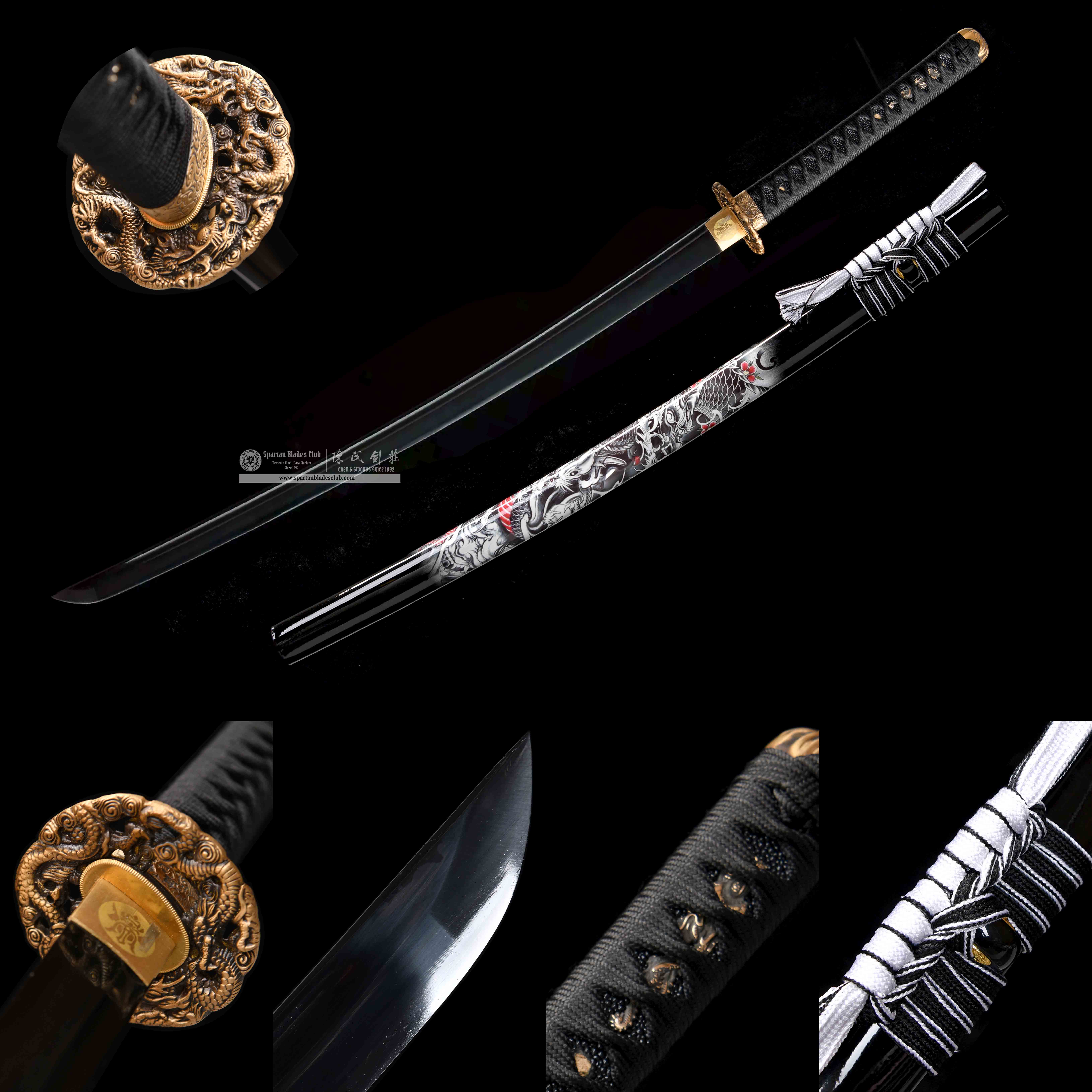 HY115 | Heiyuan Loong Katana | Katana | High Manganese Steel | Heat-colored Black | Black | Battle-Ready | Full-tang | Spartan Blades Club | CHEN'S SWORDS 1892 - Spartan Blades Club - 陳氏劍莊1892