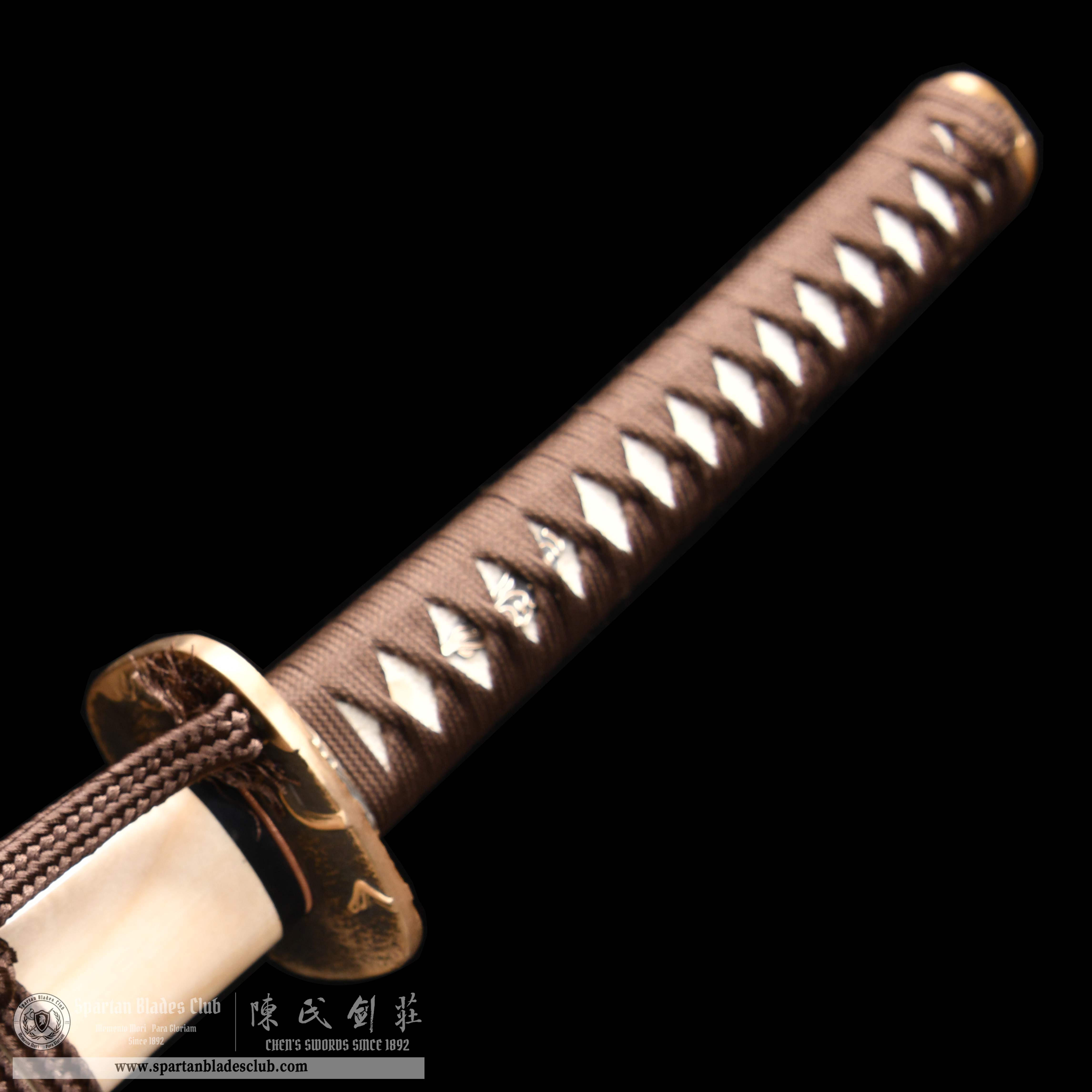 HY110 | Longguiwen Katana | T10 Steel | Clay-tempered | Brown&Natural wood color | Loong(Chinese Dragon) | Battle-Ready | Full-tang | Spartan Blades Club | CHEN'S SWORDS 1892 - Spartan Blades Club - 陳氏劍莊1892