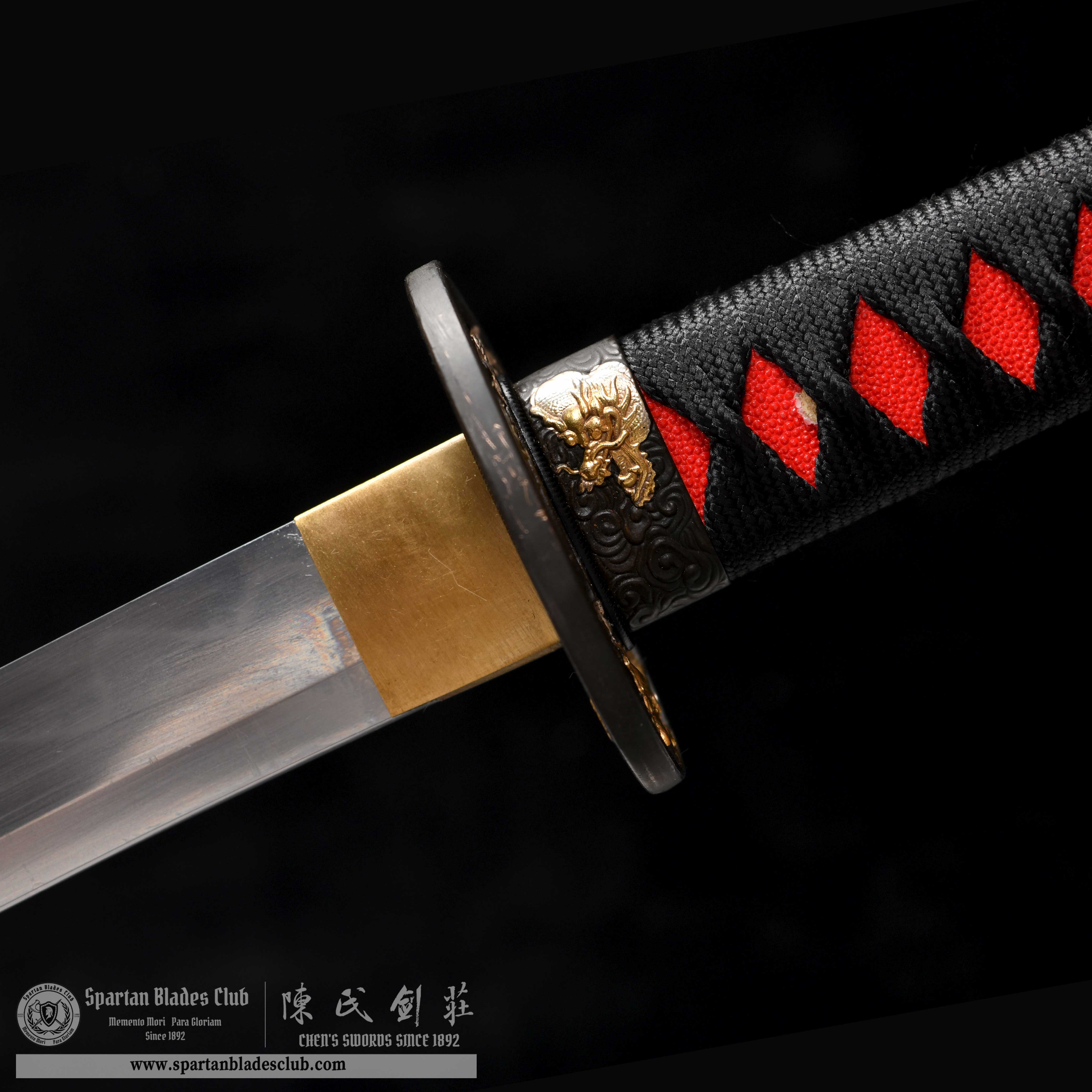 HY117 | Gengoku Katana | Katana | T10 Steel | Clay-tempered | Real Hamon | Black&Red | Battle-Ready | Full-tang | Spartan Blades Club | CHEN'S SWORDS 1892 - Spartan Blades Club - 陳氏劍莊1892