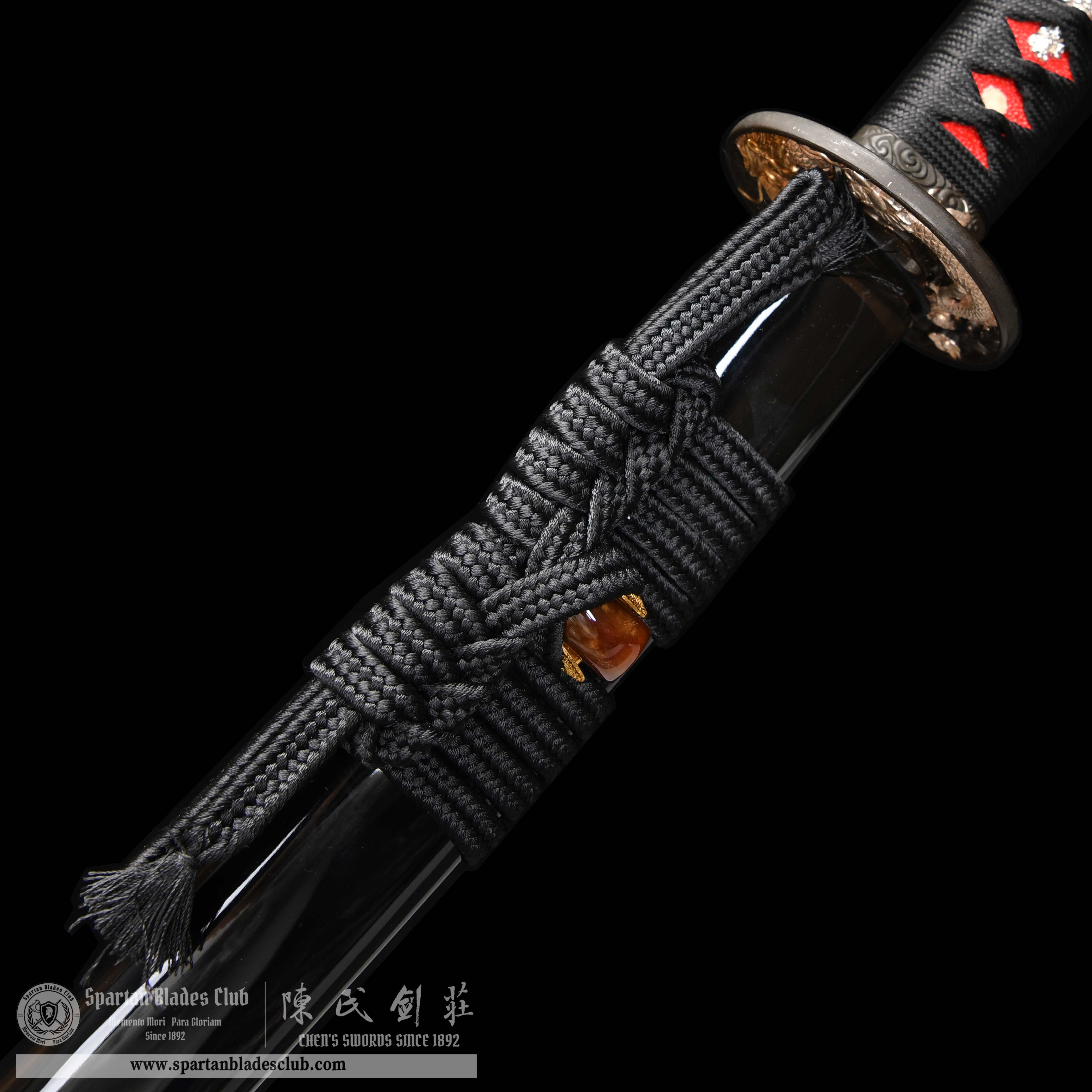 HY117 | Gengoku Katana | Katana | T10 Steel | Clay-tempered | Real Hamon | Black&Red | Battle-Ready | Full-tang | Spartan Blades Club | CHEN'S SWORDS 1892 - Spartan Blades Club - 陳氏劍莊1892
