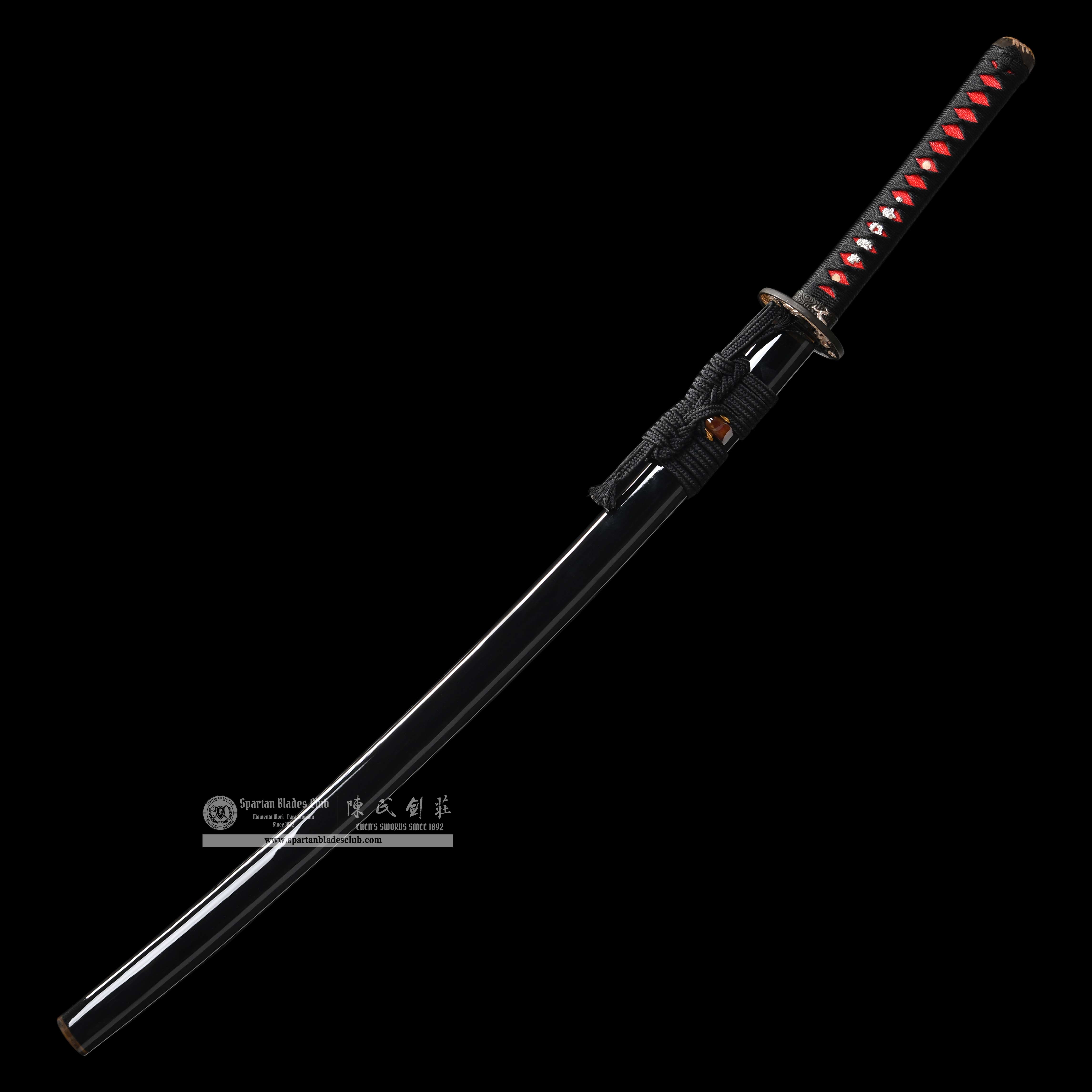 HY117 | Gengoku Katana | Katana | T10 Steel | Clay-tempered | Real Hamon | Black&Red | Battle-Ready | Full-tang | Spartan Blades Club | CHEN'S SWORDS 1892 - Spartan Blades Club - 陳氏劍莊1892