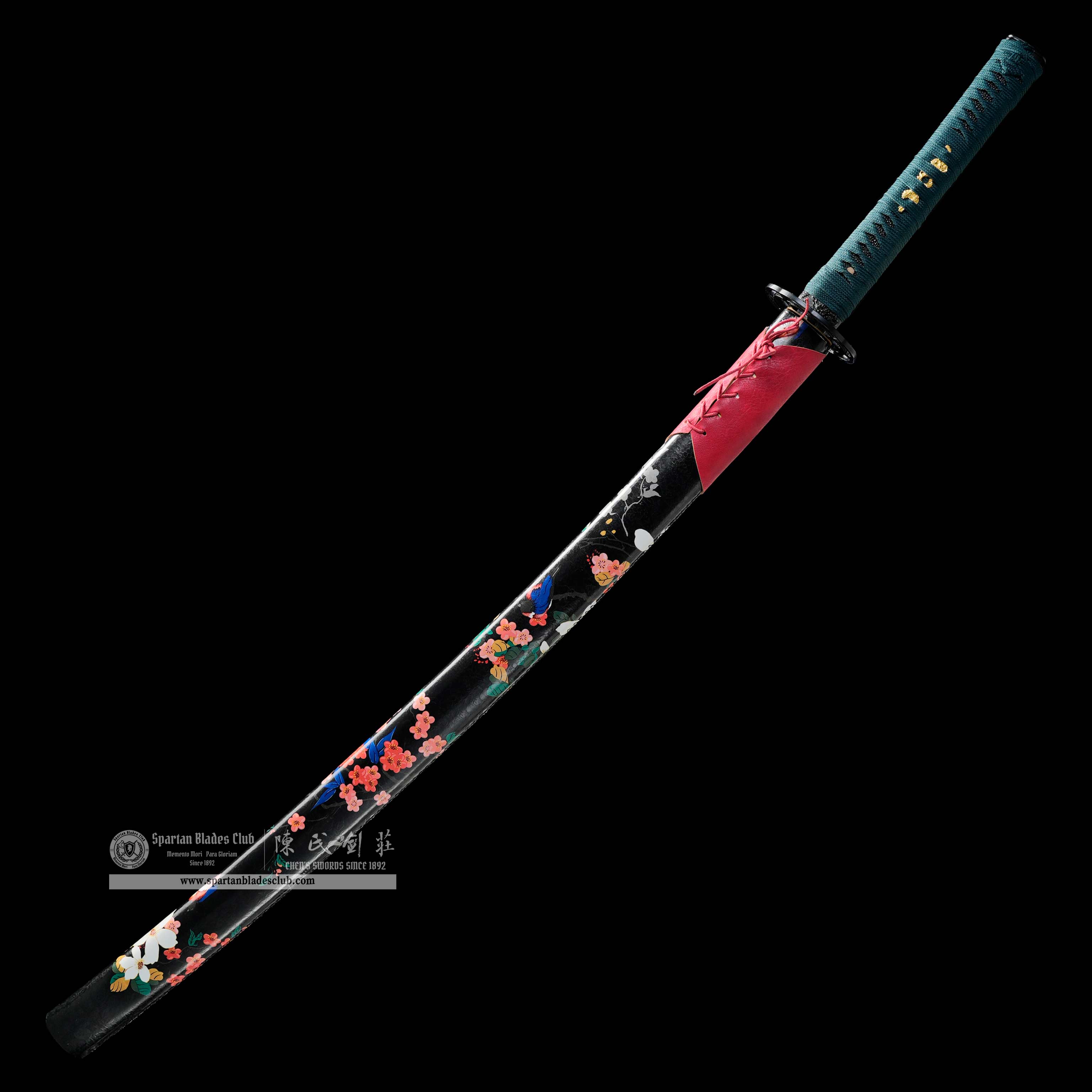 HY120 | Hanazue Bu Samurai | Katana | T10 Steel | Clay-tempered | Real Hamon | Green&Red |  Flower | Battle-Ready | Full-tang | Spartan Blades Club | CHEN'S SWORDS 1892 - Spartan Blades Club - 陳氏劍莊1892