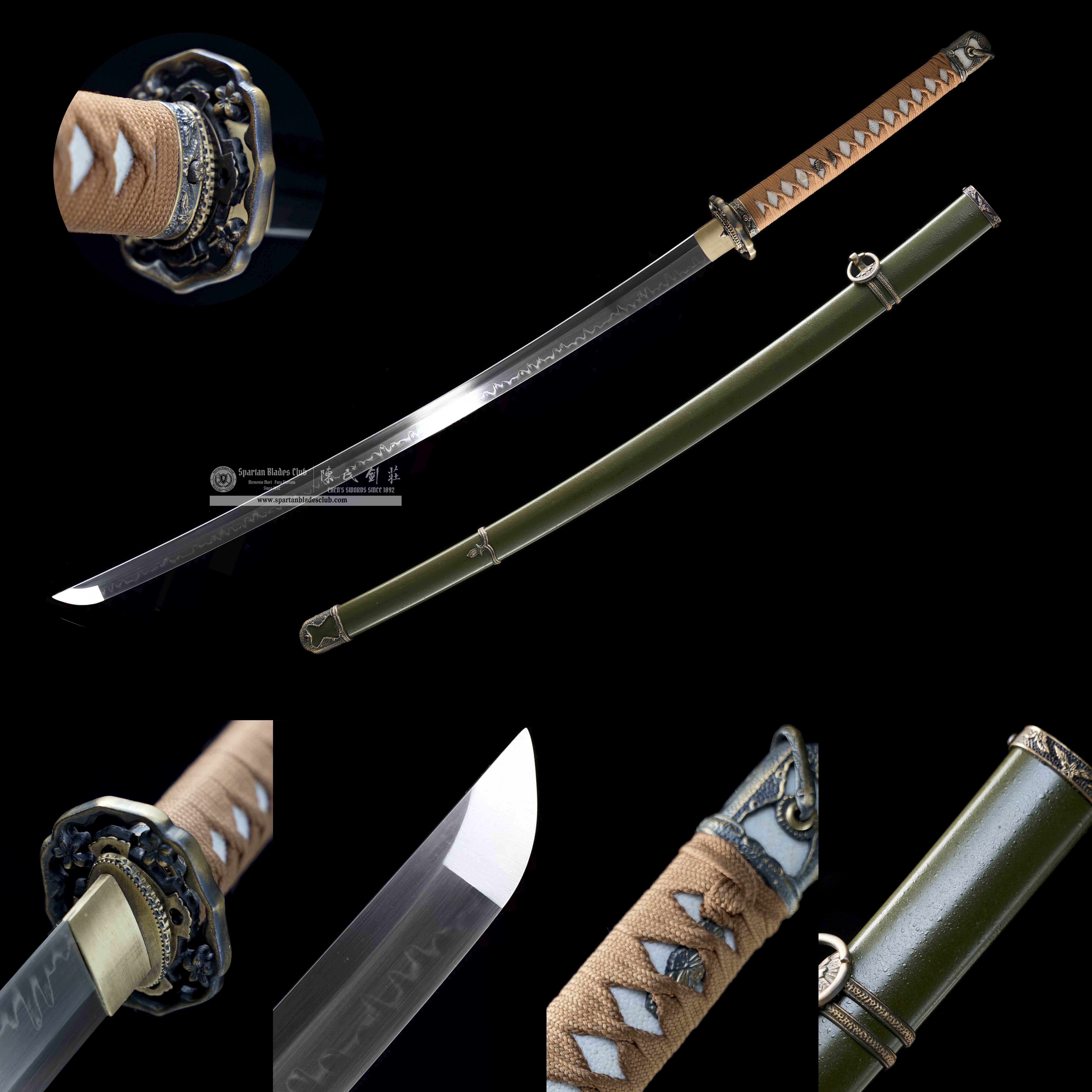 HY119 | Gunryoku Shin Gunto | Shin Gunto | T10 Steel | Clay-tempered | Real Hamon | Green | Battle-Ready | Full-tang | Spartan Blades Club | CHEN'S SWORDS 1892 - Spartan Blades Club - 陳氏劍莊1892
