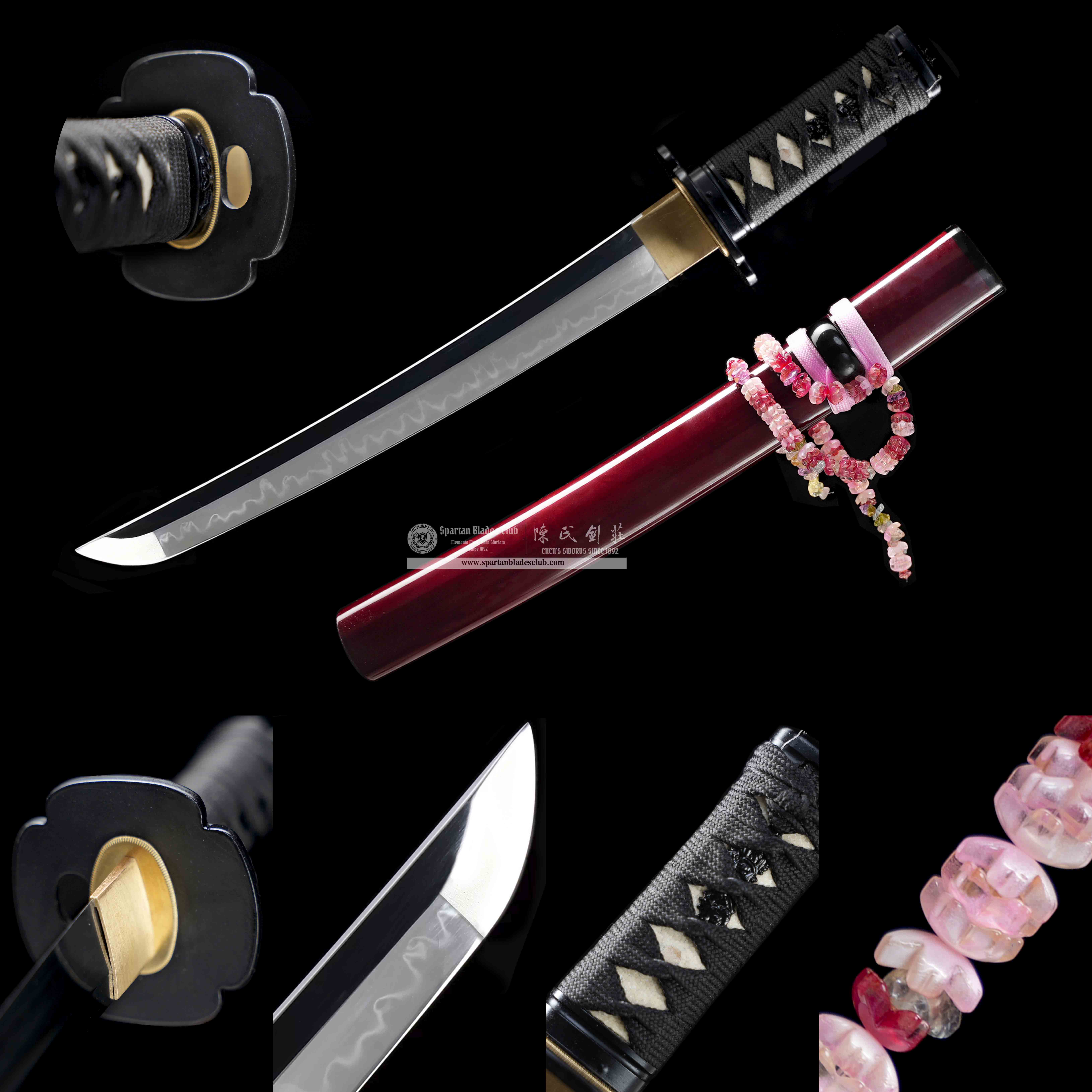 HY118 | Gogo's Tanto | KILL BILL | Tanto | T10 Steel | Clay-tempered | Real Hamon | Red | Battle-Ready | Full-tang | Spartan Blades Club | CHEN'S SWORDS 1892 - Spartan Blades Club - 陳氏劍莊1892