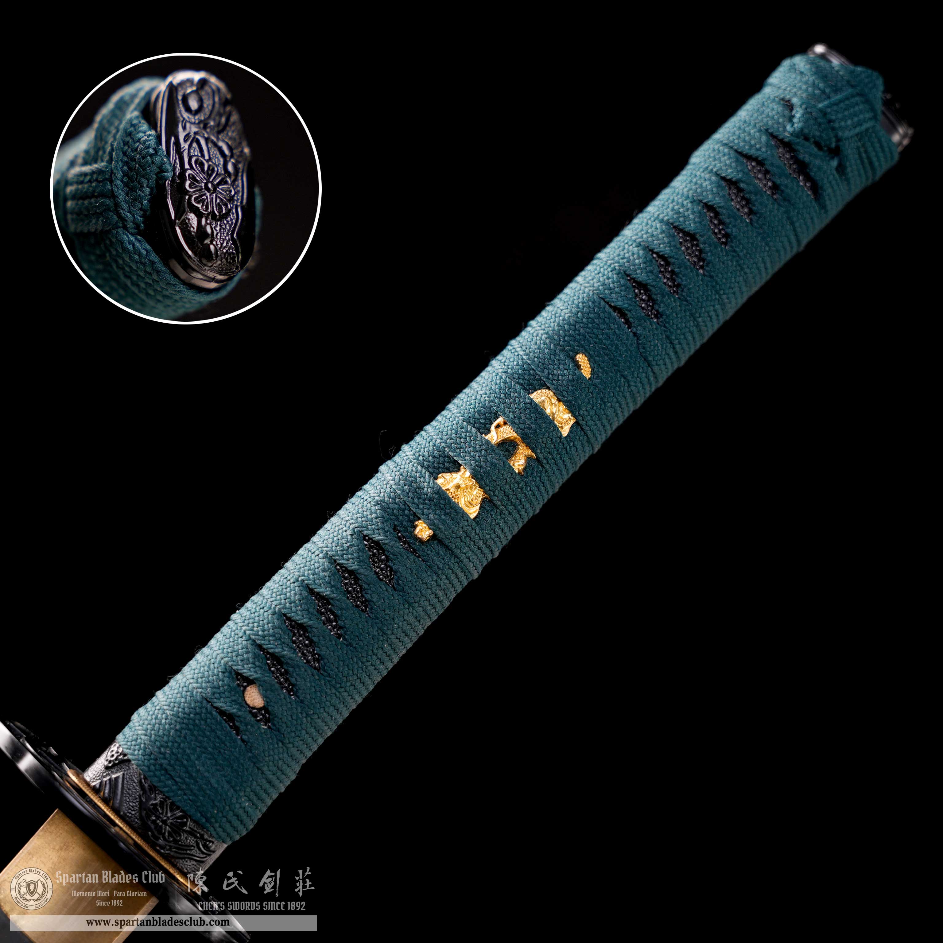 HY120 | Hanazue Bu Samurai | Katana | T10 Steel | Clay-tempered | Real Hamon | Green&Red |  Flower | Battle-Ready | Full-tang | Spartan Blades Club | CHEN'S SWORDS 1892 - Spartan Blades Club - 陳氏劍莊1892