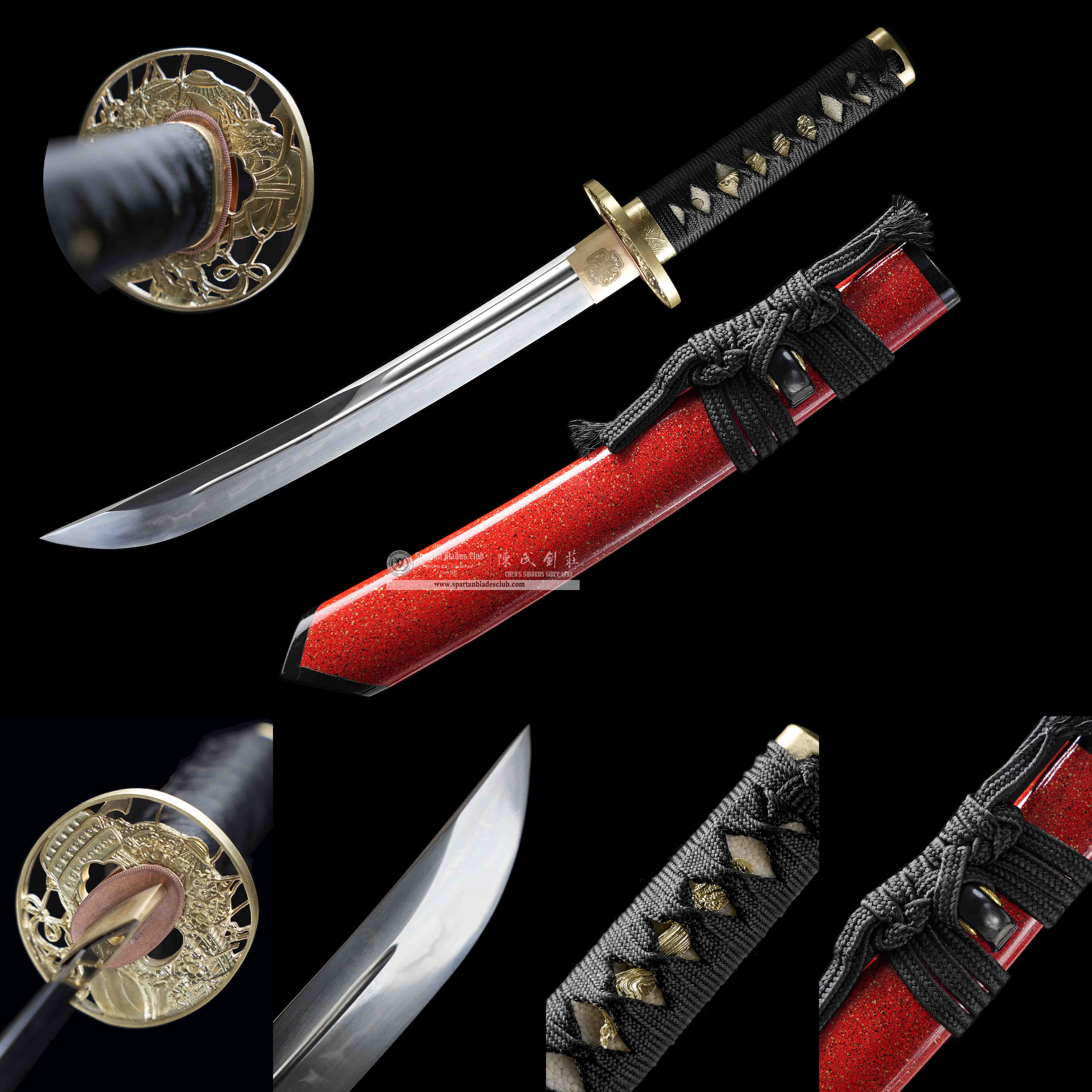 HY122 | Shuei Nagawaki | T10 Steel | Clay-tempered | Real Hamon | Red | Flower | Battle-Ready | Full-tang | Spartan Blades Club | CHEN'S SWORDS 1892 - Spartan Blades Club - 陳氏劍莊1892