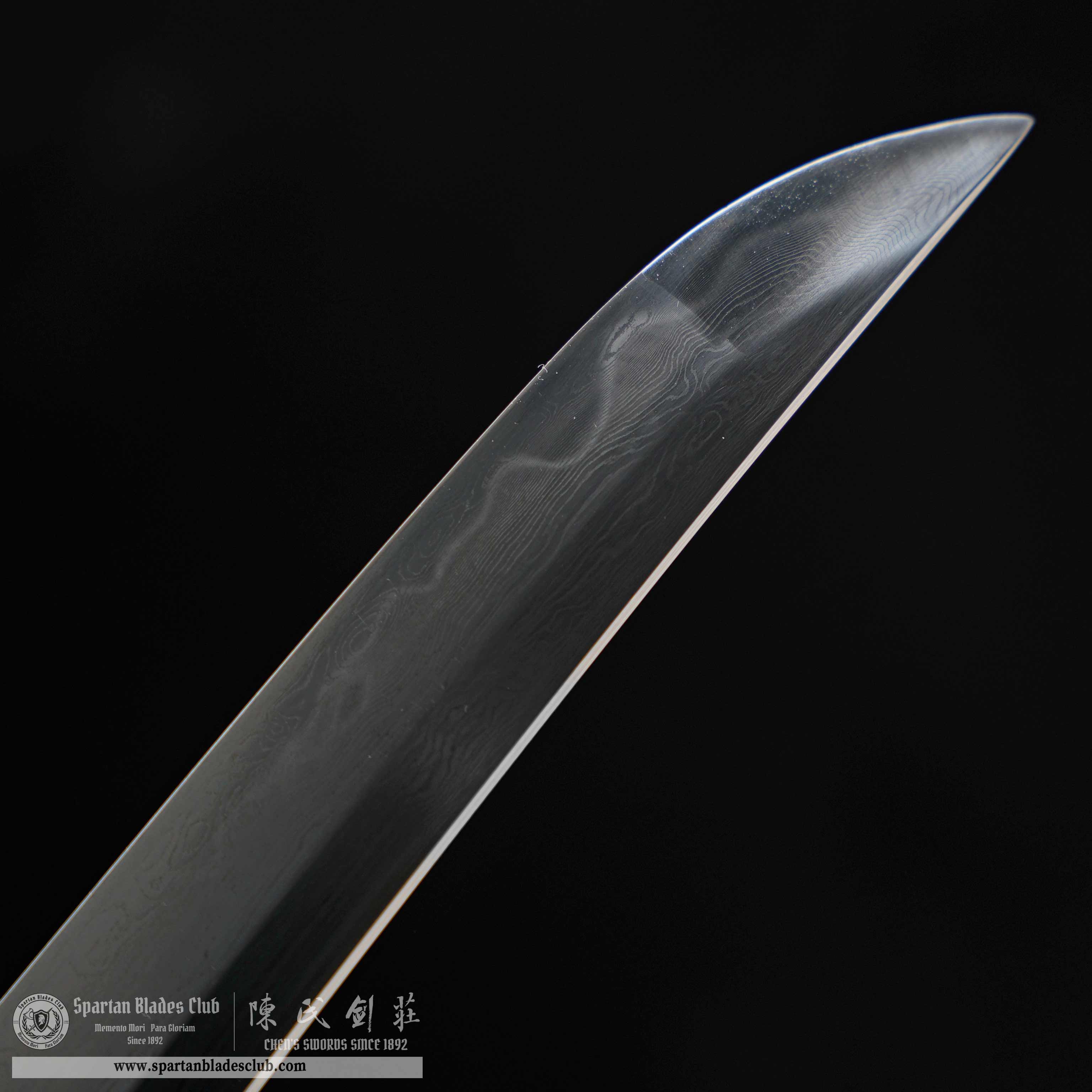 HY124 | Bai Loong Samurai | Tanto | Damascus Steel | Clay-tempered | Real Hamon| Chinese Loong | White | Battle-Ready | Full-tang | Spartan Blades Club | CHEN'S SWORDS 1892 - Spartan Blades Club - 陳氏劍莊1892