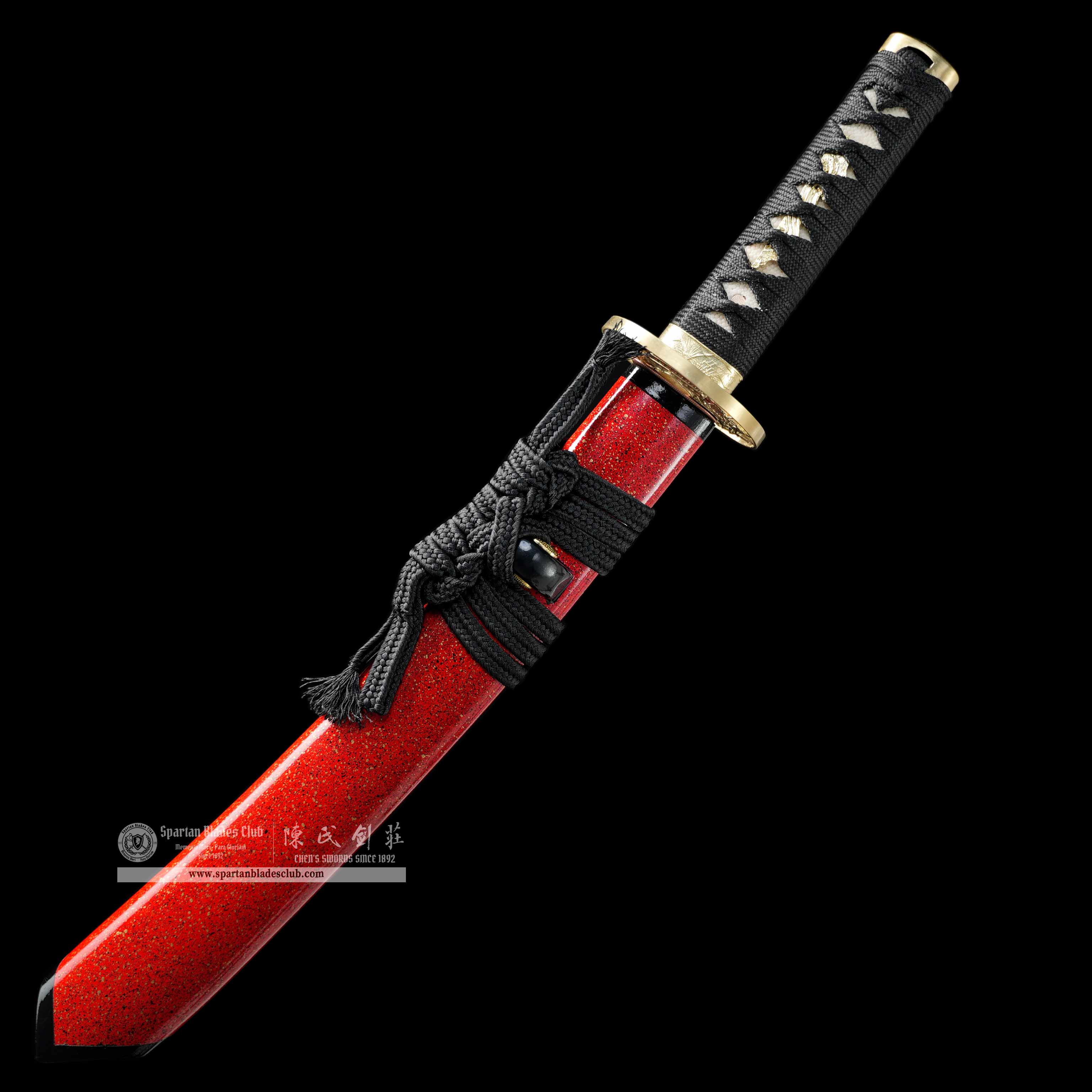 HY122 | Shuei Nagawaki | T10 Steel | Clay-tempered | Real Hamon | Red | Flower | Battle-Ready | Full-tang | Spartan Blades Club | CHEN'S SWORDS 1892 - Spartan Blades Club - 陳氏劍莊1892