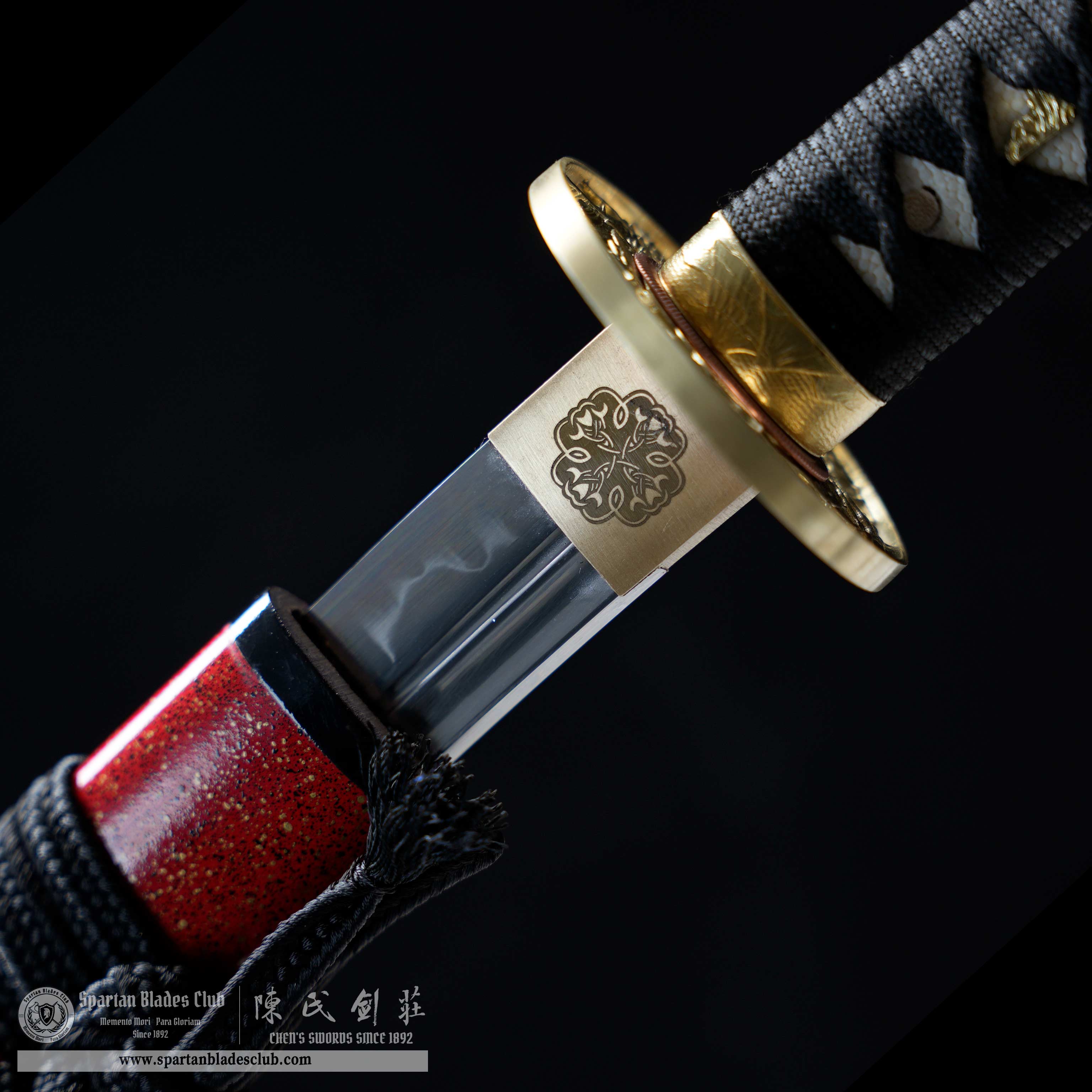 HY122 | Shuei Nagawaki | T10 Steel | Clay-tempered | Real Hamon | Red | Flower | Battle-Ready | Full-tang | Spartan Blades Club | CHEN'S SWORDS 1892 - Spartan Blades Club - 陳氏劍莊1892