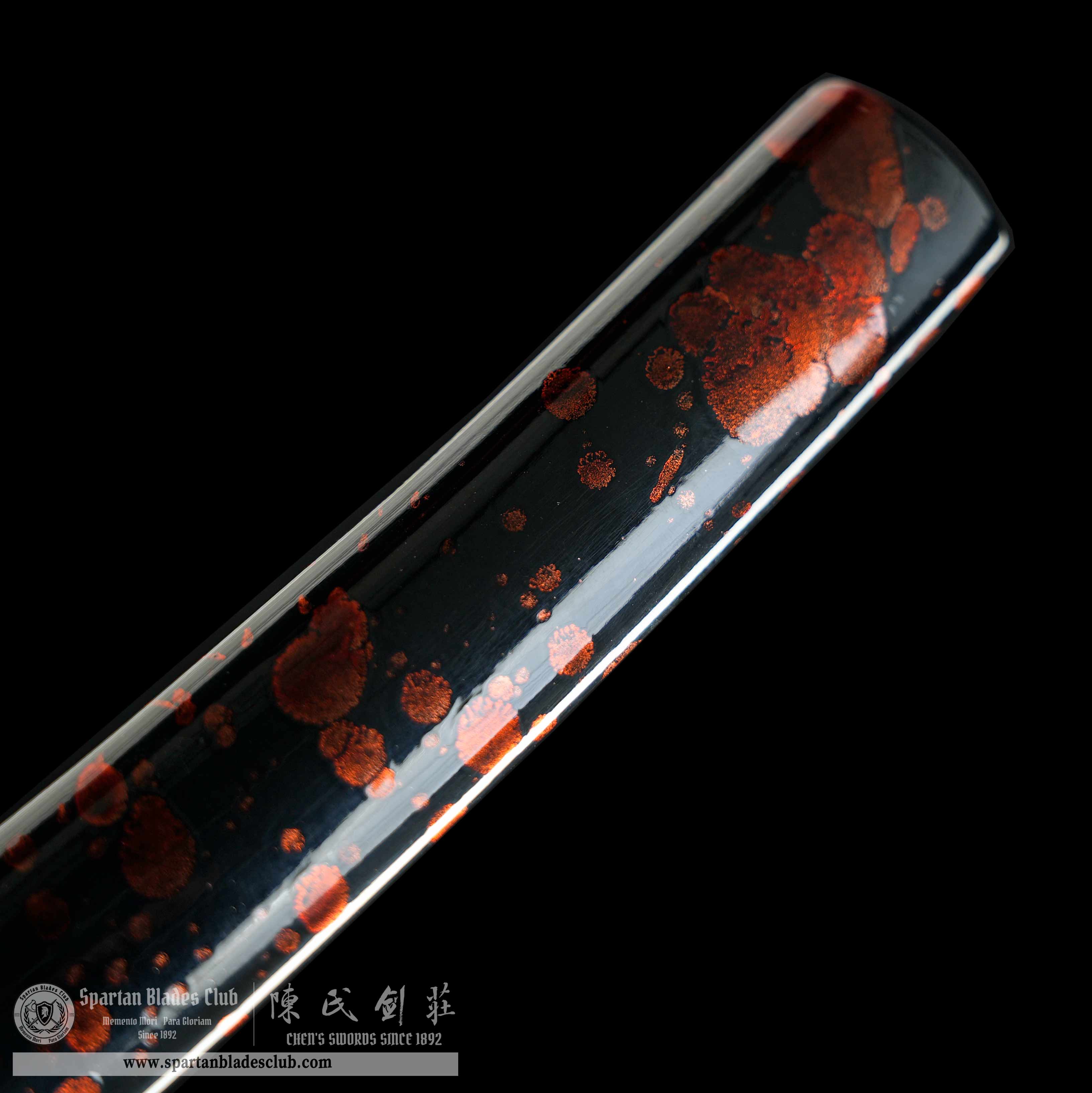 HY125 | Zhumei Samurai | Tanto | T10 Steel | Clay-tempered | Real Hamon| Bamboo Flowers | Black&Red | Battle-Ready | Full-tang | Spartan Blades Club | CHEN'S SWORDS 1892 - Spartan Blades Club - 陳氏劍莊1892