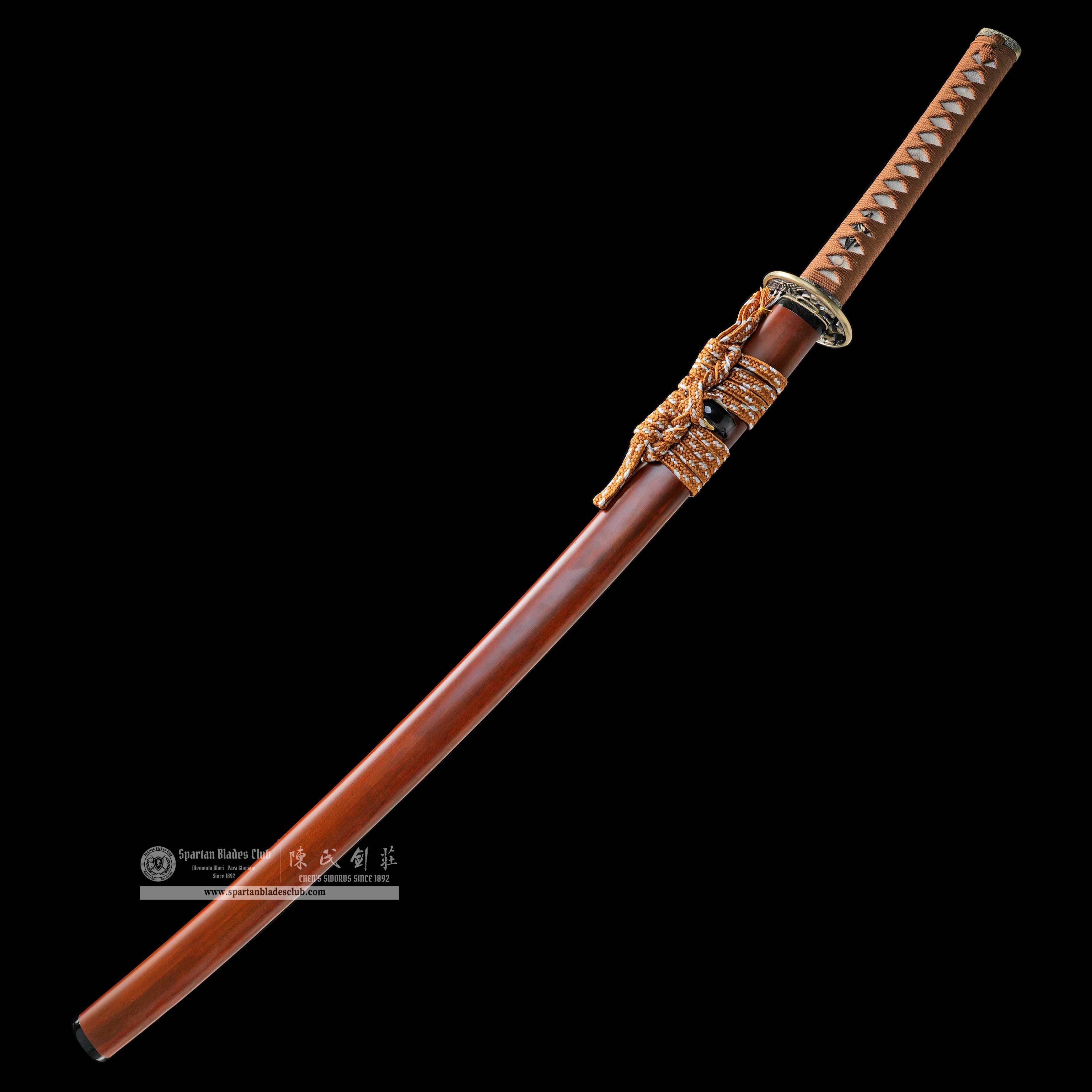 HY123 | Mokujin Satsu Blade | Katana | Damascus Steel | Natural Wood Color | Horse | Battle-Ready | Full-tang | Spartan Blades Club | CHEN'S SWORDS 1892 - Spartan Blades Club - 陳氏劍莊1892
