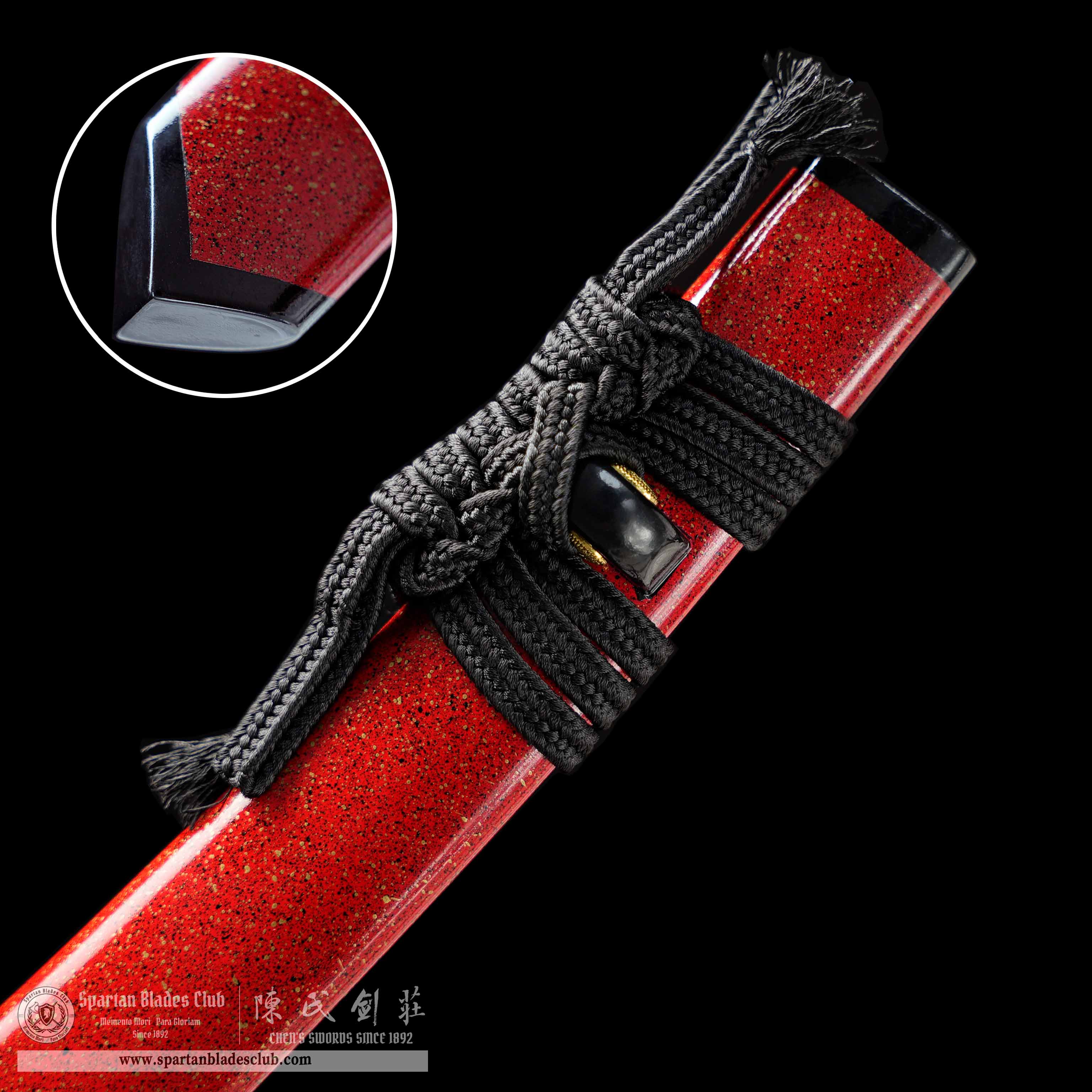 HY122 | Shuei Nagawaki | T10 Steel | Clay-tempered | Real Hamon | Red | Flower | Battle-Ready | Full-tang | Spartan Blades Club | CHEN'S SWORDS 1892 - Spartan Blades Club - 陳氏劍莊1892