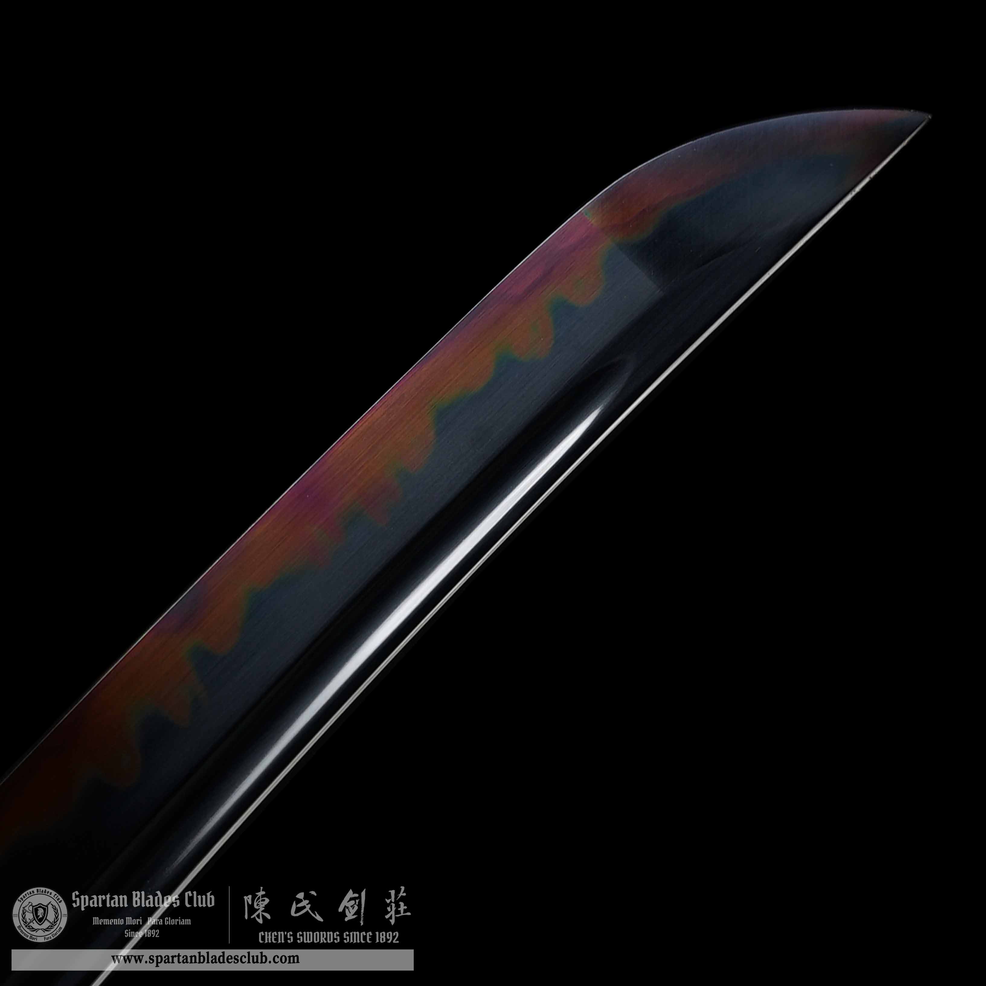 HY125 | Zhumei Samurai | Tanto | T10 Steel | Clay-tempered | Real Hamon| Bamboo Flowers | Black&Red | Battle-Ready | Full-tang | Spartan Blades Club | CHEN'S SWORDS 1892 - Spartan Blades Club - 陳氏劍莊1892
