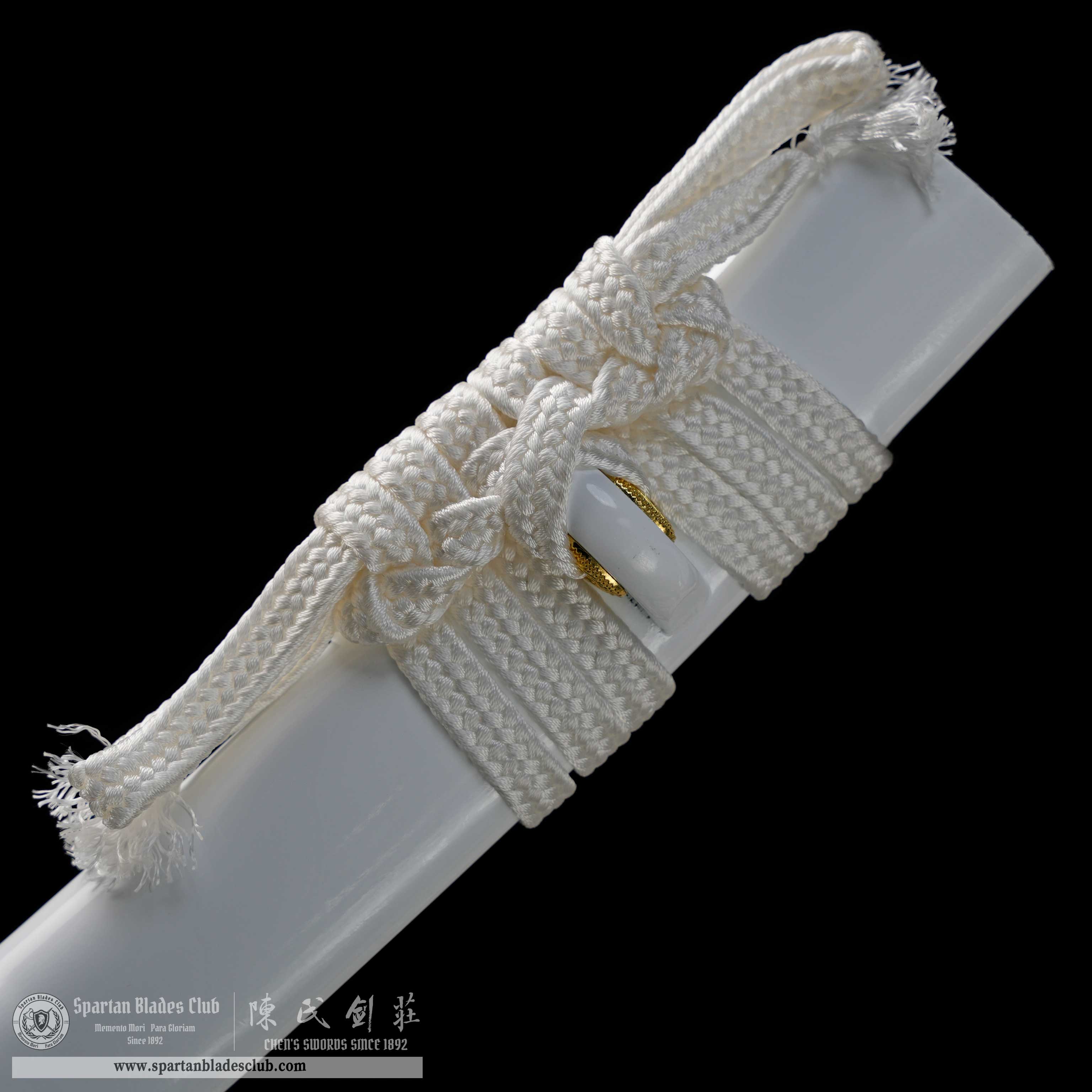 HY124 | Bai Loong Samurai | Tanto | Damascus Steel | Clay-tempered | Real Hamon| Chinese Loong | White | Battle-Ready | Full-tang | Spartan Blades Club | CHEN'S SWORDS 1892 - Spartan Blades Club - 陳氏劍莊1892