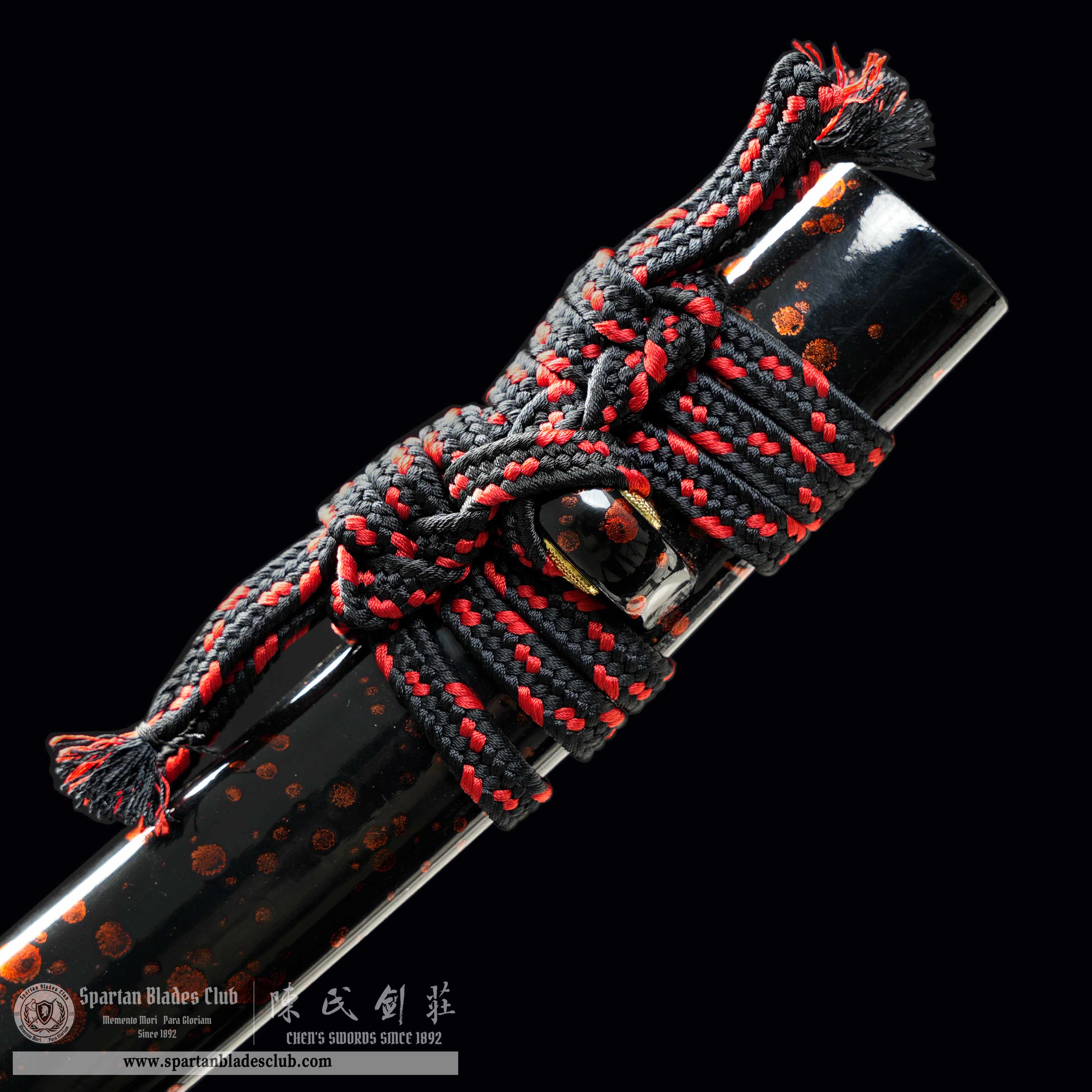 HY125 | Zhumei Samurai | Tanto | T10 Steel | Clay-tempered | Real Hamon| Bamboo Flowers | Black&Red | Battle-Ready | Full-tang | Spartan Blades Club | CHEN'S SWORDS 1892 - Spartan Blades Club - 陳氏劍莊1892