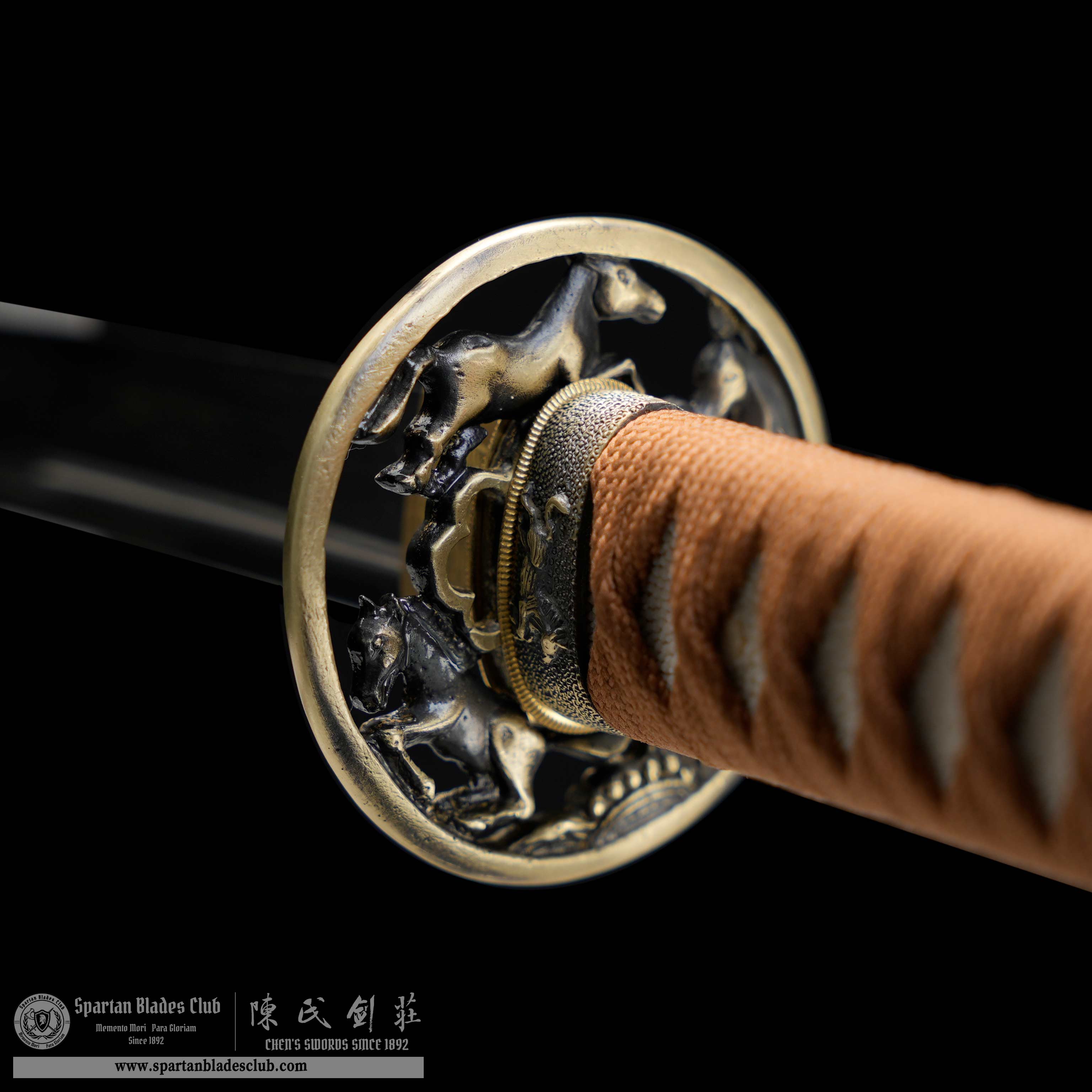 HY123 | Mokujin Satsu Blade | Katana | Damascus Steel | Natural Wood Color | Horse | Battle-Ready | Full-tang | Spartan Blades Club | CHEN'S SWORDS 1892 - Spartan Blades Club - 陳氏劍莊1892