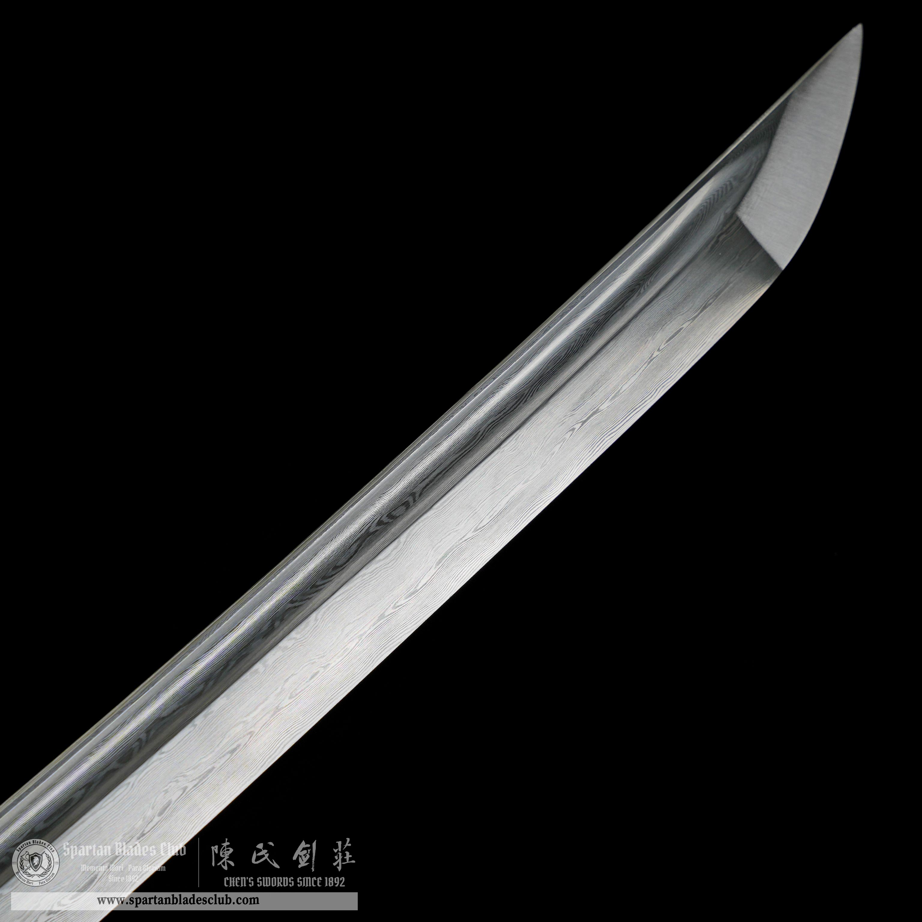 HY123 | Mokujin Satsu Blade | Katana | Damascus Steel | Natural Wood Color | Horse | Battle-Ready | Full-tang | Spartan Blades Club | CHEN'S SWORDS 1892 - Spartan Blades Club - 陳氏劍莊1892