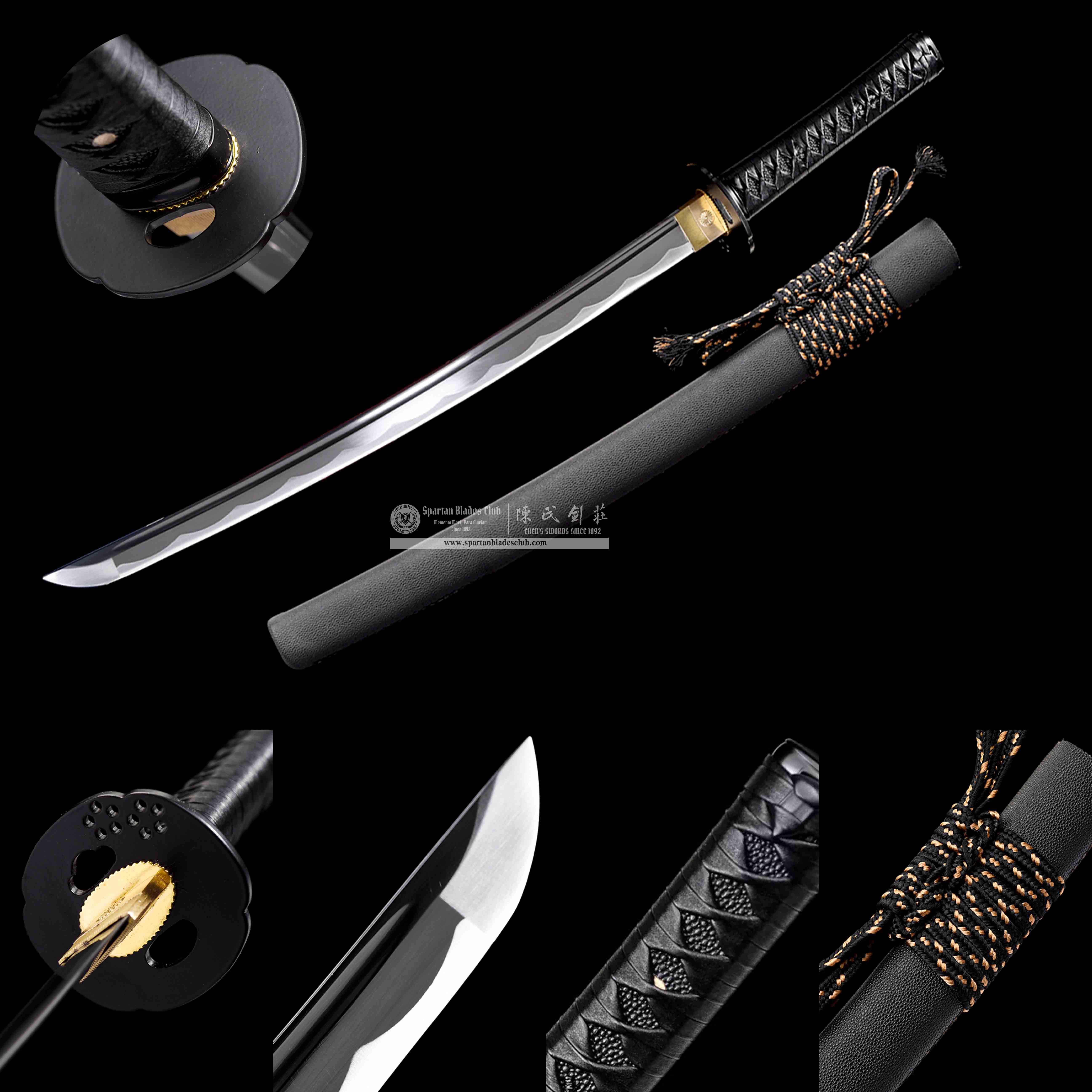 HW13 | Heifeng Bushi Blade | Wakizashi | Chinese Loong | Carbon Steel | Heat-colored Black | Black | Battle-Ready | Full-tang | Spartan Blades Club | CHEN'S SWORDS 1892 - Spartan Blades Club - 陳氏劍莊1892