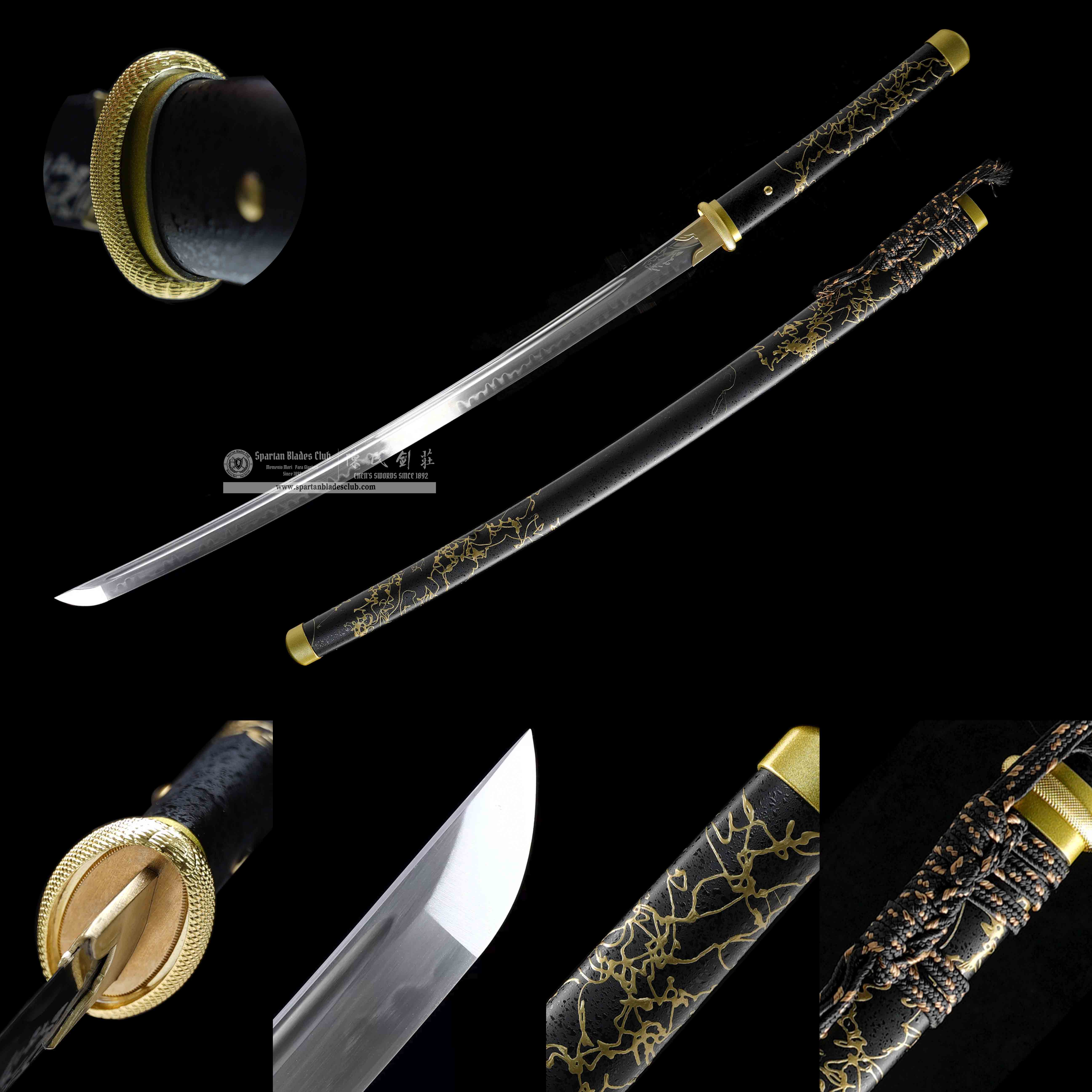 HY129 | Atsu | An'ya Ryuukin | Hatsuyo Ryuukin | Katana | Ghost of Yōtei | T10 Steel | Clay-tempered | with Real Hamon | Black&Golden&White | Battle-Ready | Full-tang | Spartan Blades Club | CHEN'S SWORDS 1892 - Spartan Blades Club - 陳氏劍莊1892