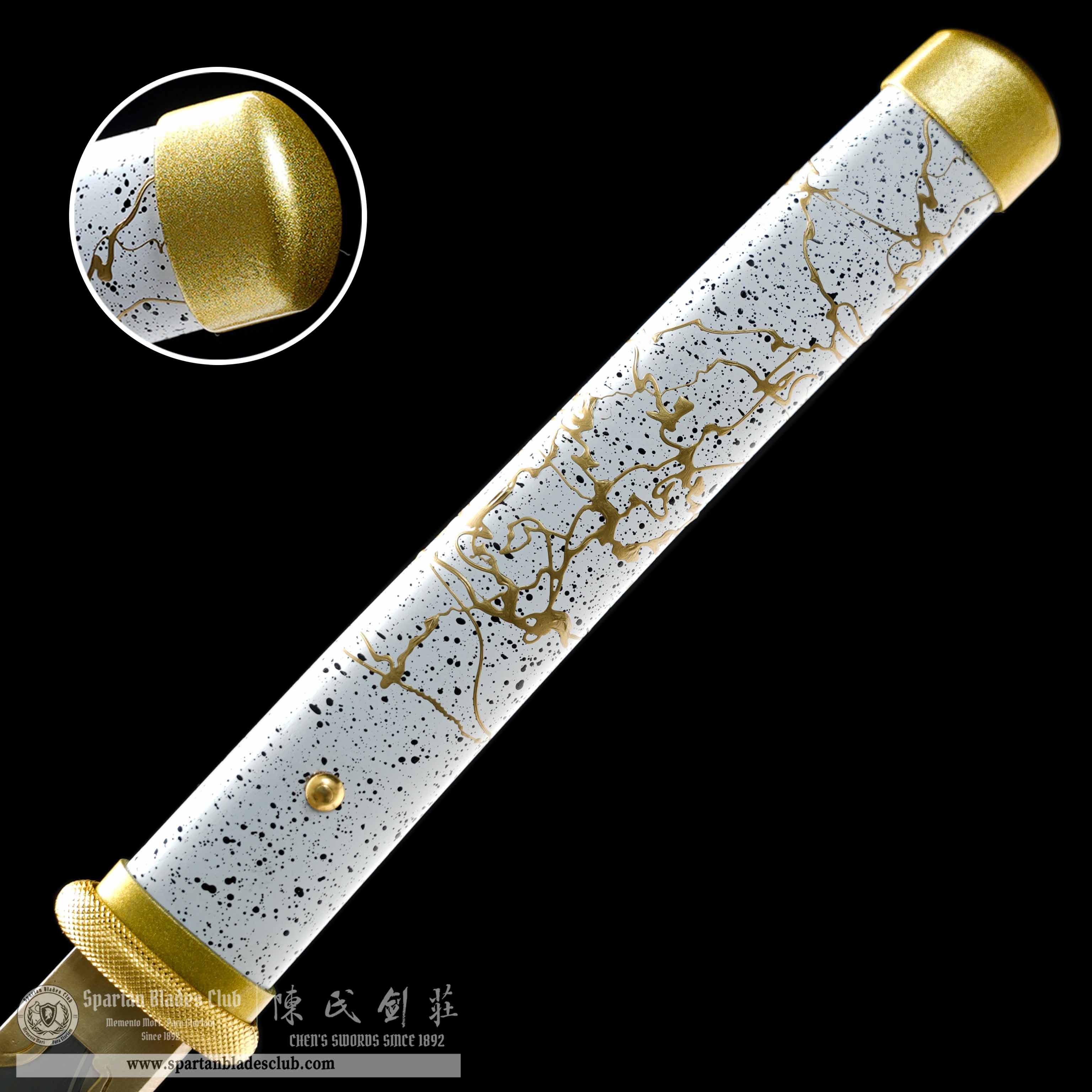 HY129 | Atsu | An'ya Ryuukin | Hatsuyo Ryuukin | Katana | Ghost of Yōtei | T10 Steel | Clay-tempered | with Real Hamon | Black&Golden&White | Battle-Ready | Full-tang | Spartan Blades Club | CHEN'S SWORDS 1892 - Spartan Blades Club - 陳氏劍莊1892