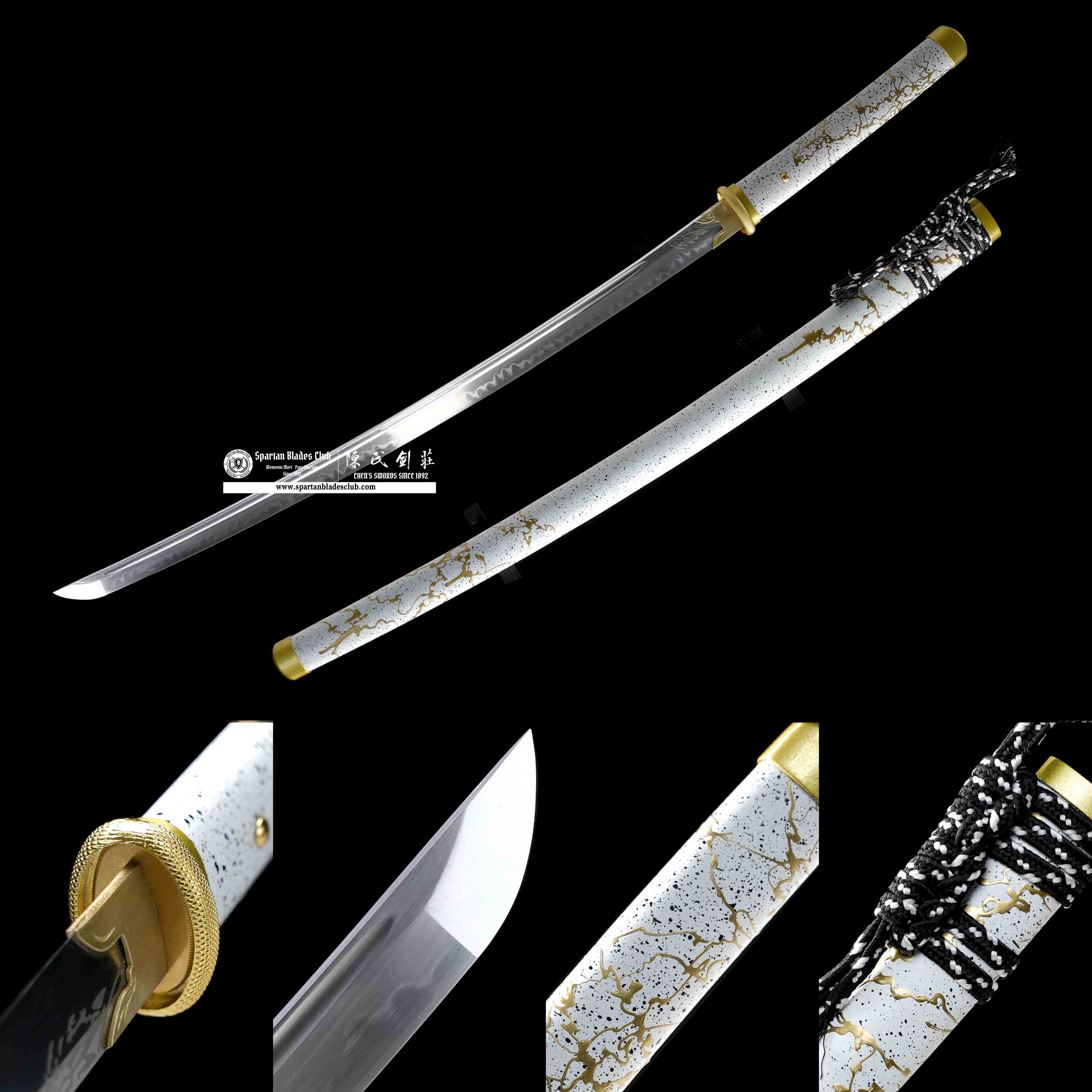 HY129 | Atsu | An'ya Ryuukin | Hatsuyo Ryuukin | Katana | Ghost of Yōtei | T10 Steel | Clay-tempered | with Real Hamon | Black&Golden&White | Battle-Ready | Full-tang | Spartan Blades Club | CHEN'S SWORDS 1892 - Spartan Blades Club - 陳氏劍莊1892