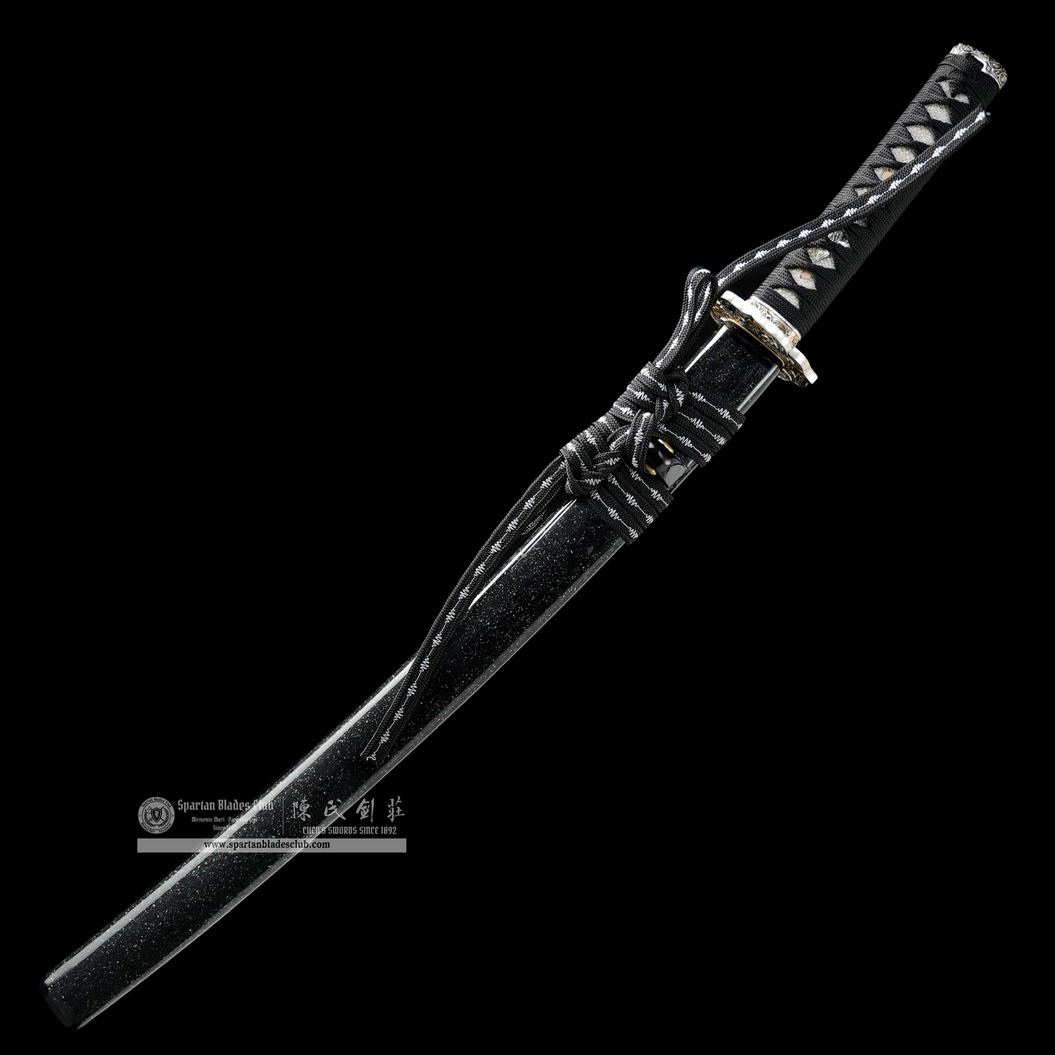 HY127 | Suixing Samurai | Wakizashi | T10 Steel | Clay-tempered | Real Hamon | Black | Shell | Battle-Ready | Full-tang | Spartan Blades Club | CHEN'S SWORDS 1892 - Spartan Blades Club - 陳氏劍莊1892