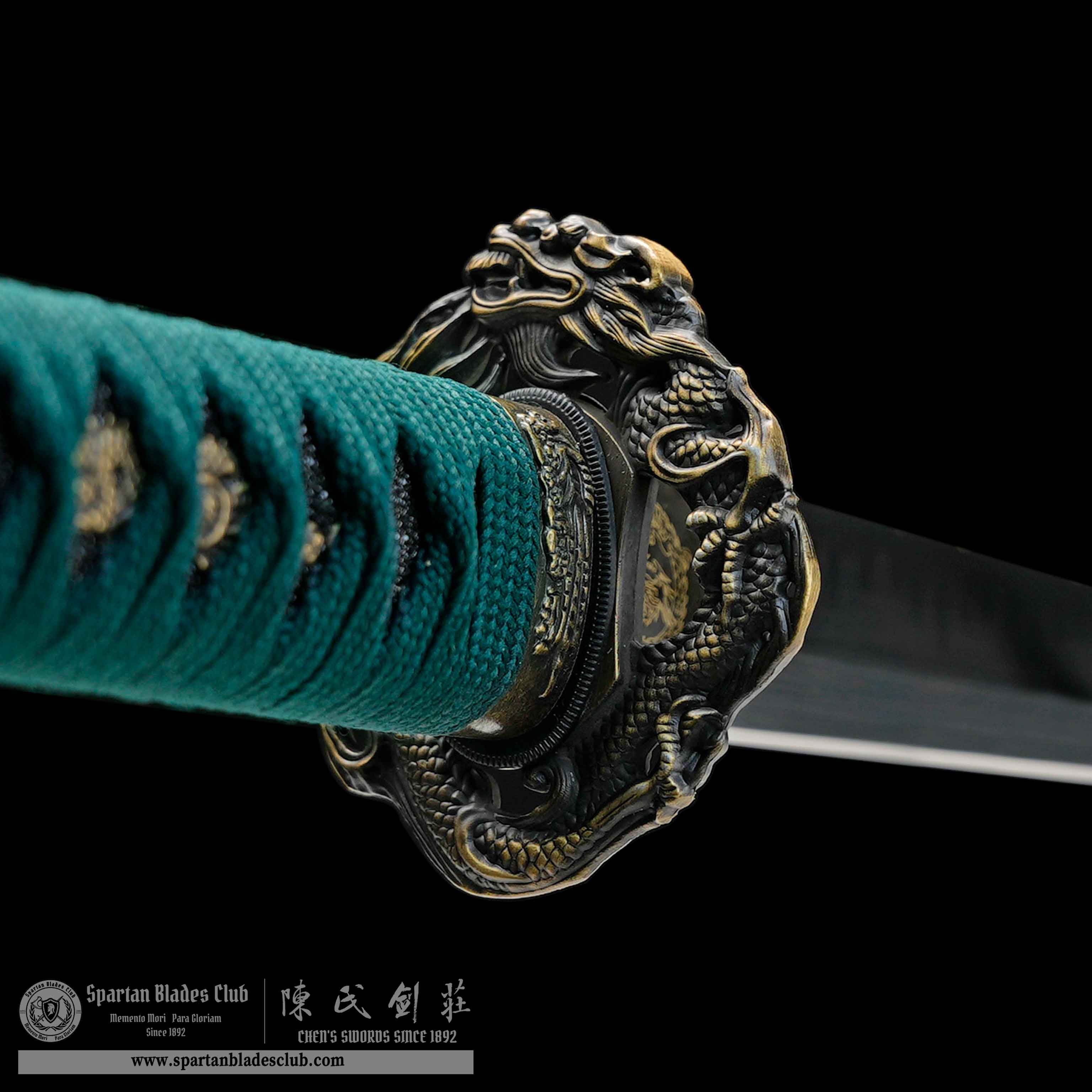 HY128 | Lulong Samurai | Ninjato | T10 Steel | Clay-tempered | Real Hamon | Green | Loong (Chinese Dragon) | Battle-Ready | Full-tang | Spartan Blades Club | CHEN'S SWORDS 1892 - Spartan Blades Club - 陳氏劍莊1892