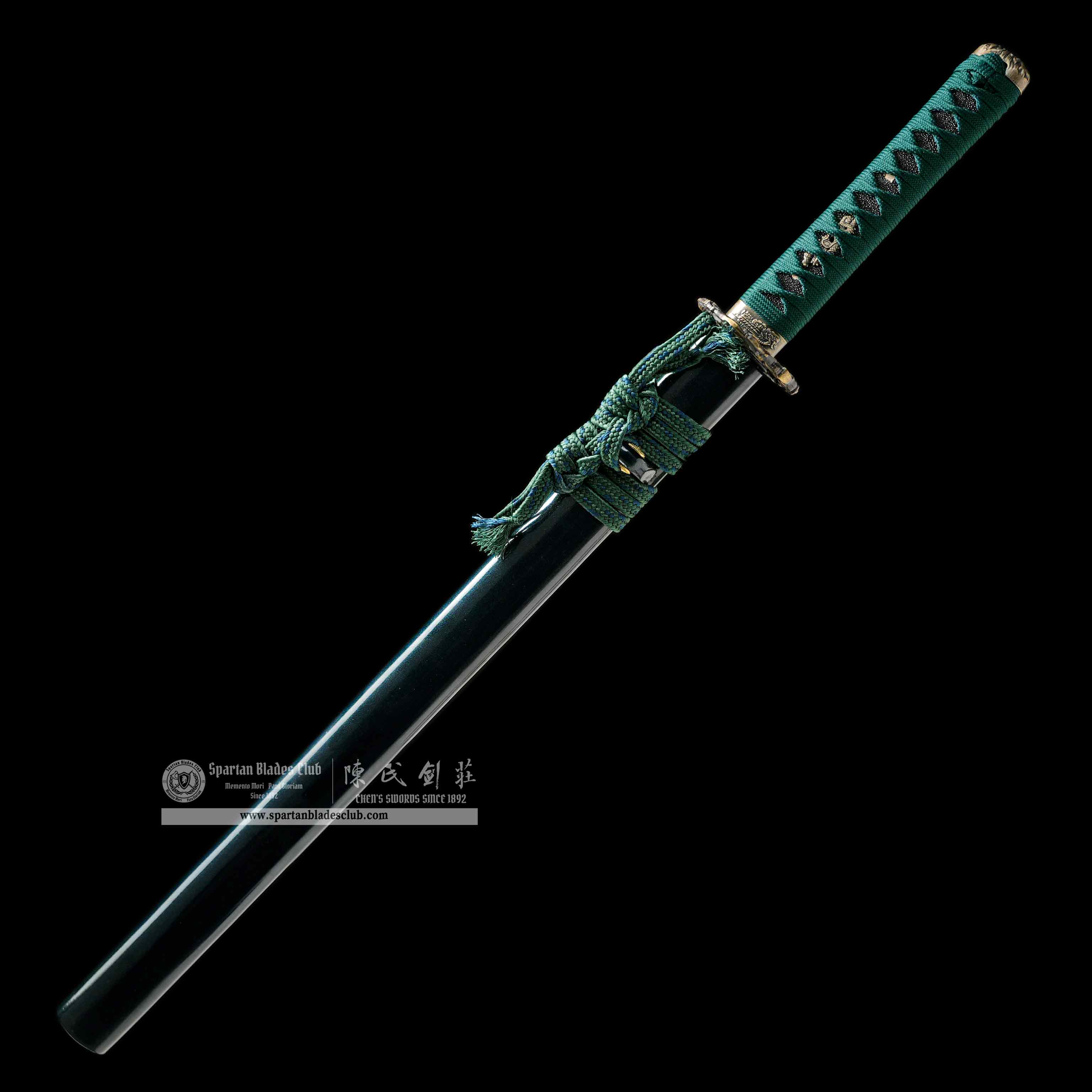 HY128 | Lulong Samurai | Ninjato | T10 Steel | Clay-tempered | Real Hamon | Green | Loong (Chinese Dragon) | Battle-Ready | Full-tang | Spartan Blades Club | CHEN'S SWORDS 1892 - Spartan Blades Club - 陳氏劍莊1892