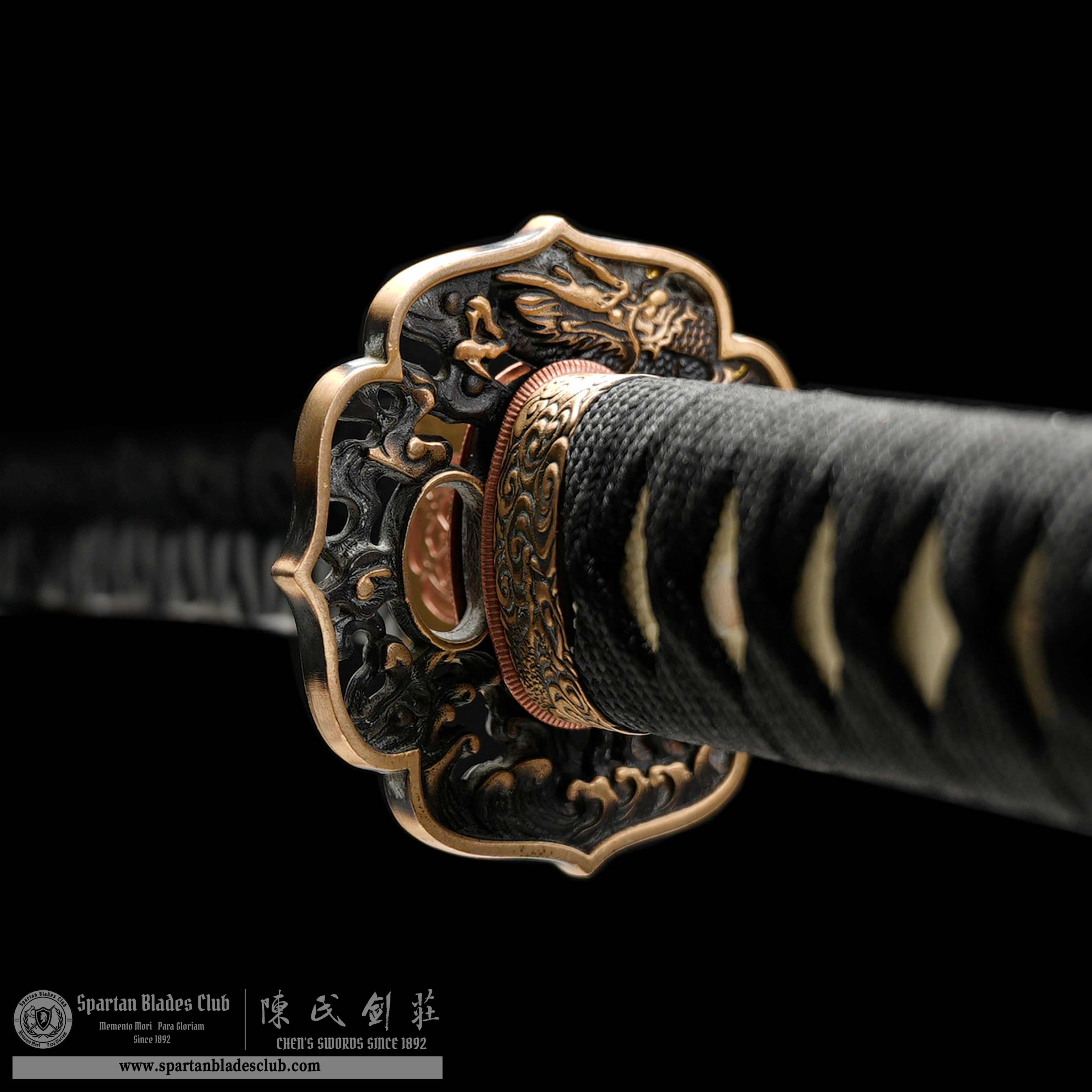 HY131 | LoongChui Blade | Tanto | T10 Steel | Clay-tempered | Real Hamon | Black | Loong (Chinese Dragon) | Battle-Ready | Full-tang | Spartan Blades Club | CHEN'S SWORDS 1892 - Spartan Blades Club - 陳氏劍莊1892