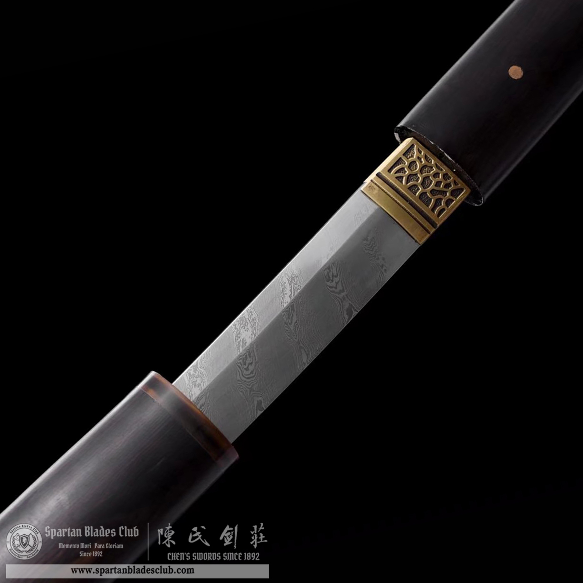 TL28 | HeiTan Blade | Shirasaya | Damascus Steel | Black | Authentic Ebony Wood | Battle-Ready | Full-tang | Spartan Blades Club | CHEN'S SWORDS 1892 - Spartan Blades Club - 陳氏劍莊1892