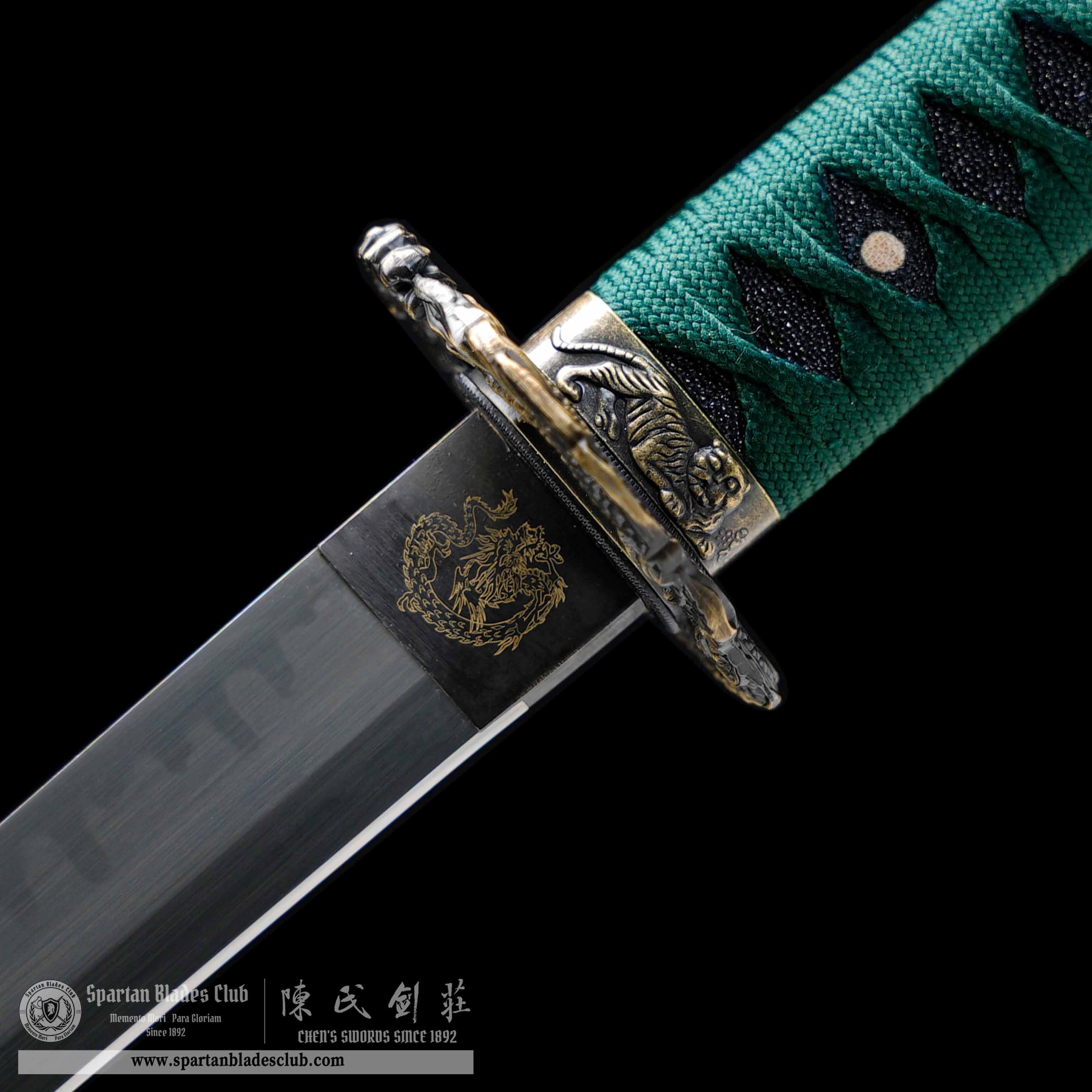 HY128 | Lulong Samurai | Ninjato | T10 Steel | Clay-tempered | Real Hamon | Green | Loong (Chinese Dragon) | Battle-Ready | Full-tang | Spartan Blades Club | CHEN'S SWORDS 1892 - Spartan Blades Club - 陳氏劍莊1892