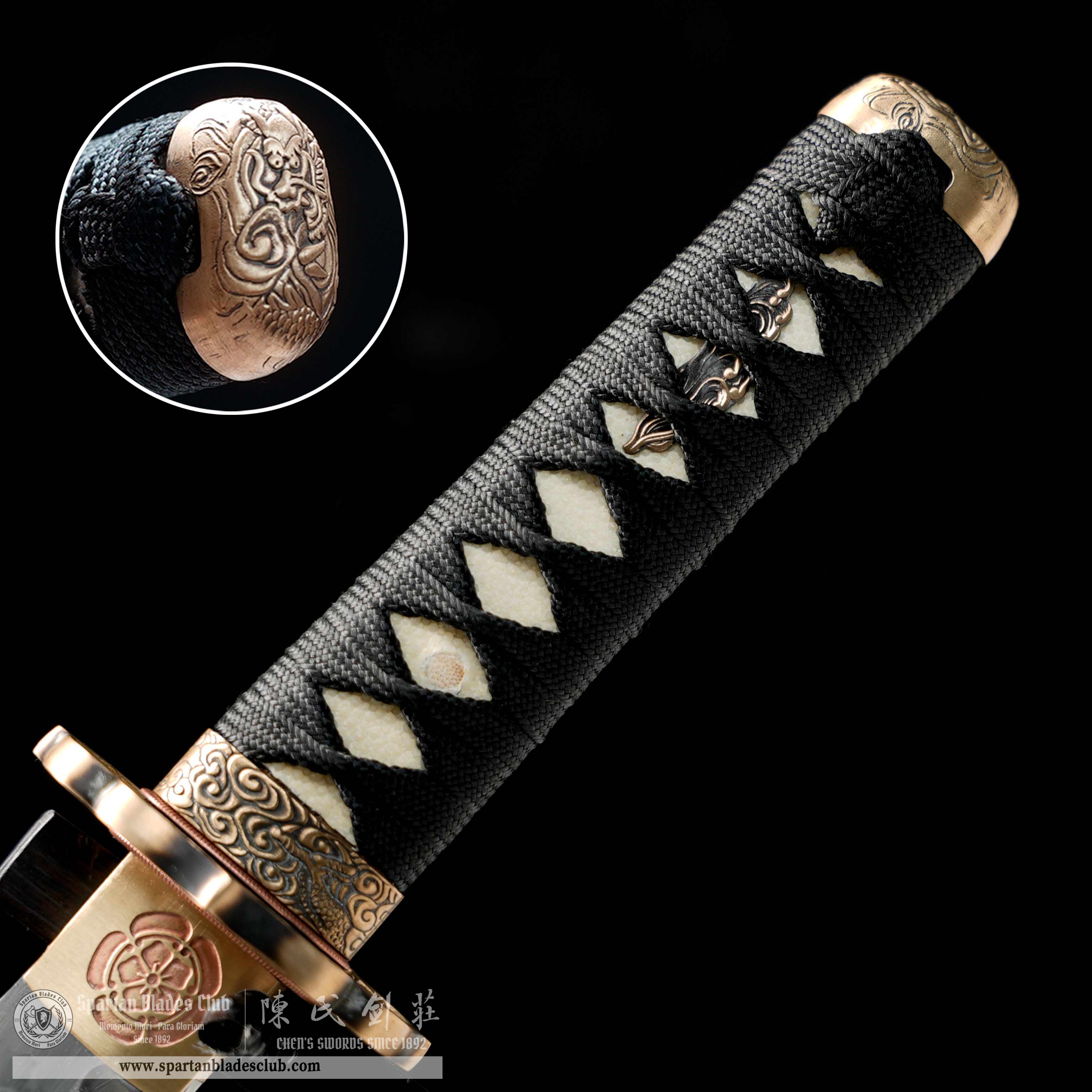 HY131 | LoongChui Blade | Tanto | T10 Steel | Clay-tempered | Real Hamon | Black | Loong (Chinese Dragon) | Battle-Ready | Full-tang | Spartan Blades Club | CHEN'S SWORDS 1892 - Spartan Blades Club - 陳氏劍莊1892